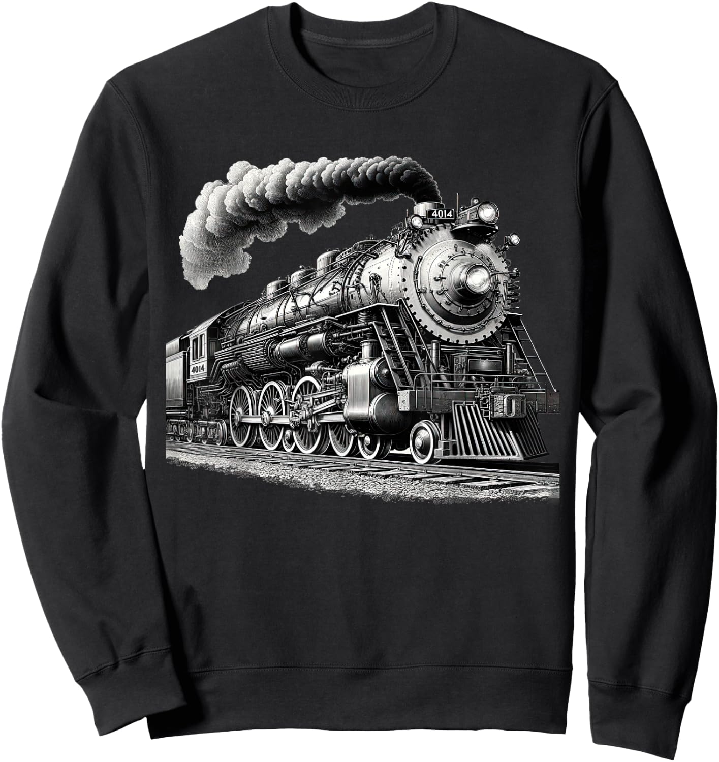 Steam Locomotive Train Vintage 1940s Style Engine Railroad Sweatshirt - Sweatshirt | Black
