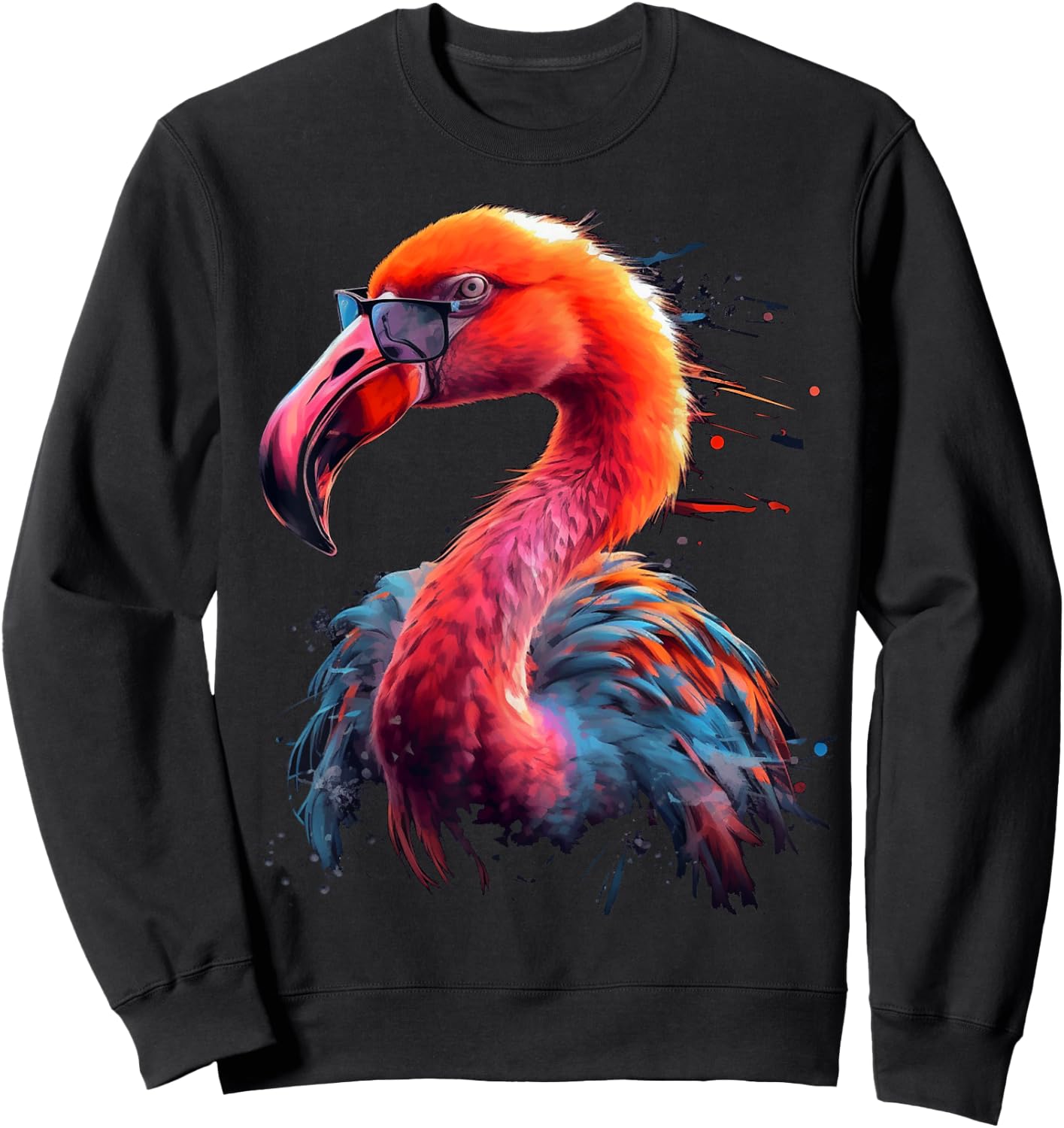 Flamingo Art Sunglasses Bird Animal Flamingo Sweatshirt - Sweatshirt | Black