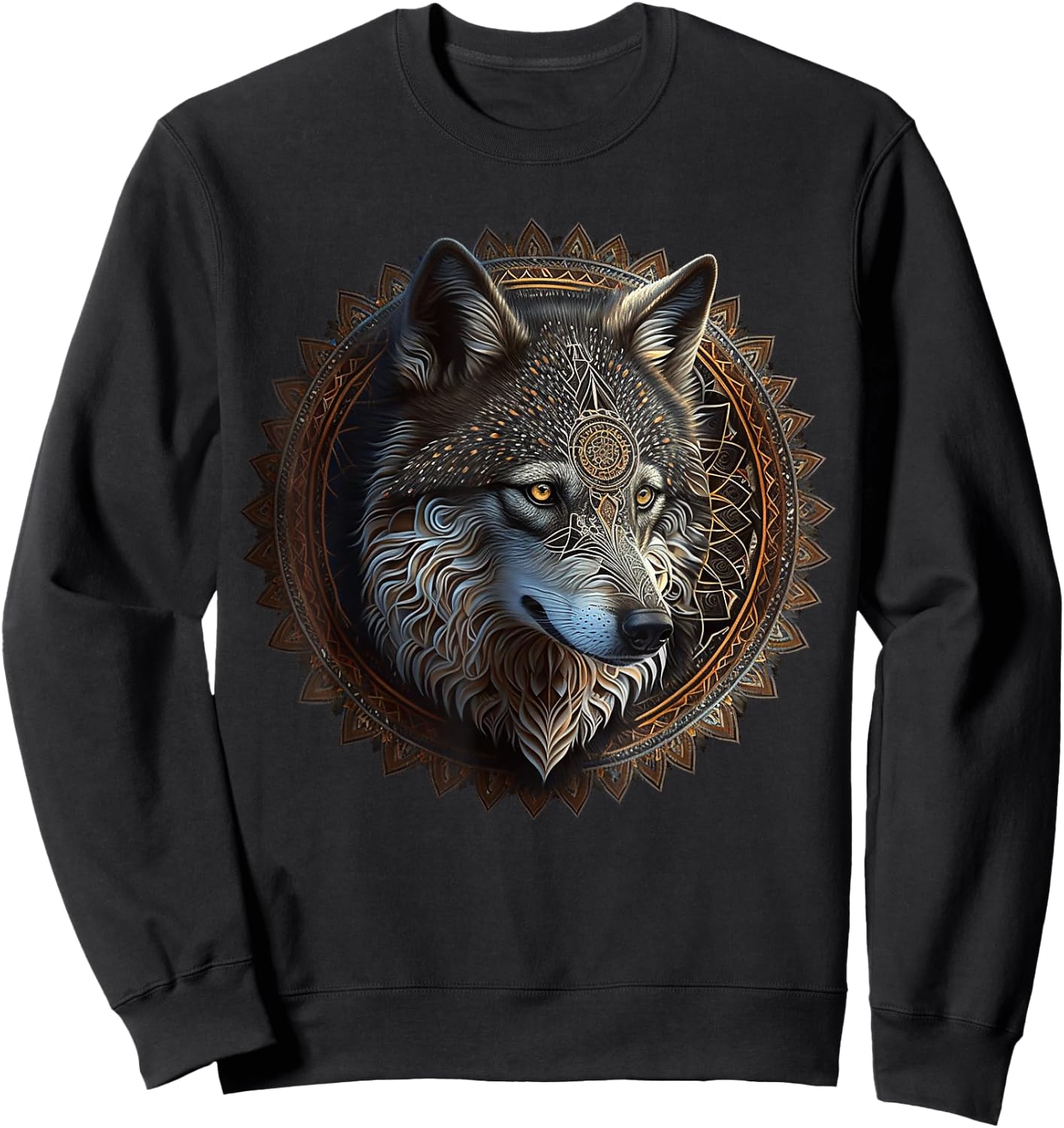 Wolf Mandala Animal Lovers Art Animal Wolf Sweatshirt - Sweatshirt | Black