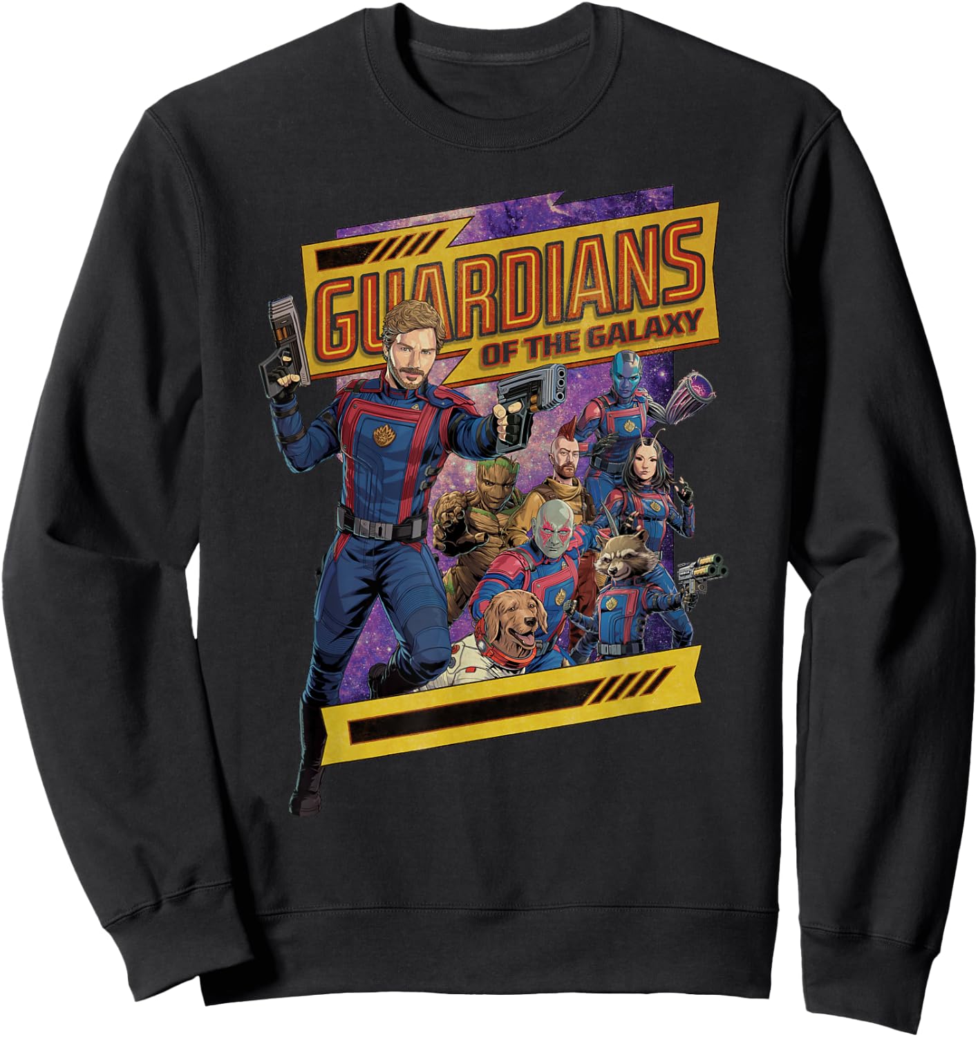 Marvel Guardians of The Galaxy Volume 3 Comic Style and Logo Sweatshirt - Sweatshirt | Black