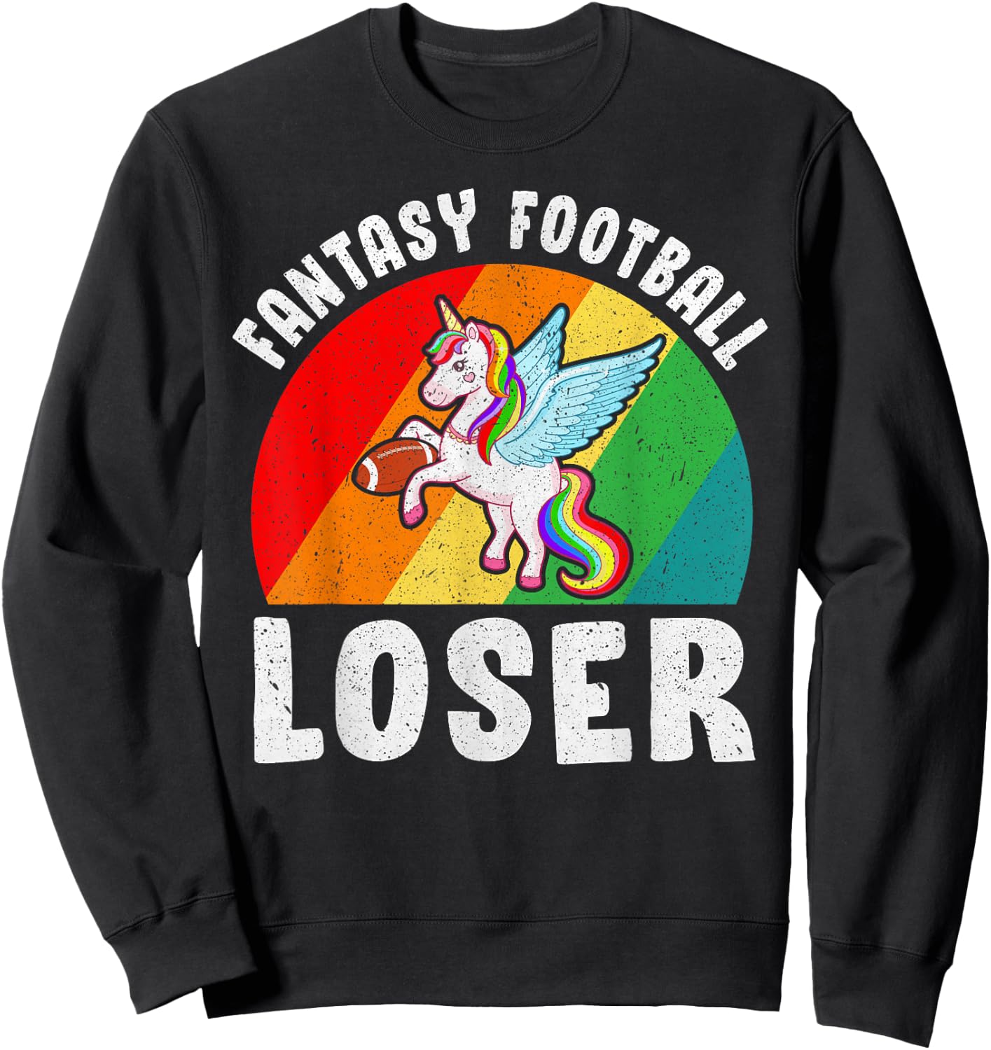 I Suck At Fantasy Football Loser Unicorn Draft Party Sweatshirt - Sweatshirt | Black