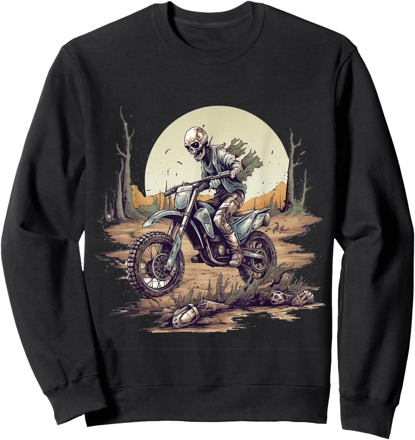 Zombie Riding Dirt Bike Halloween Motorcyle Motocross Rider Sweatshirt - Sweatshirt | Black