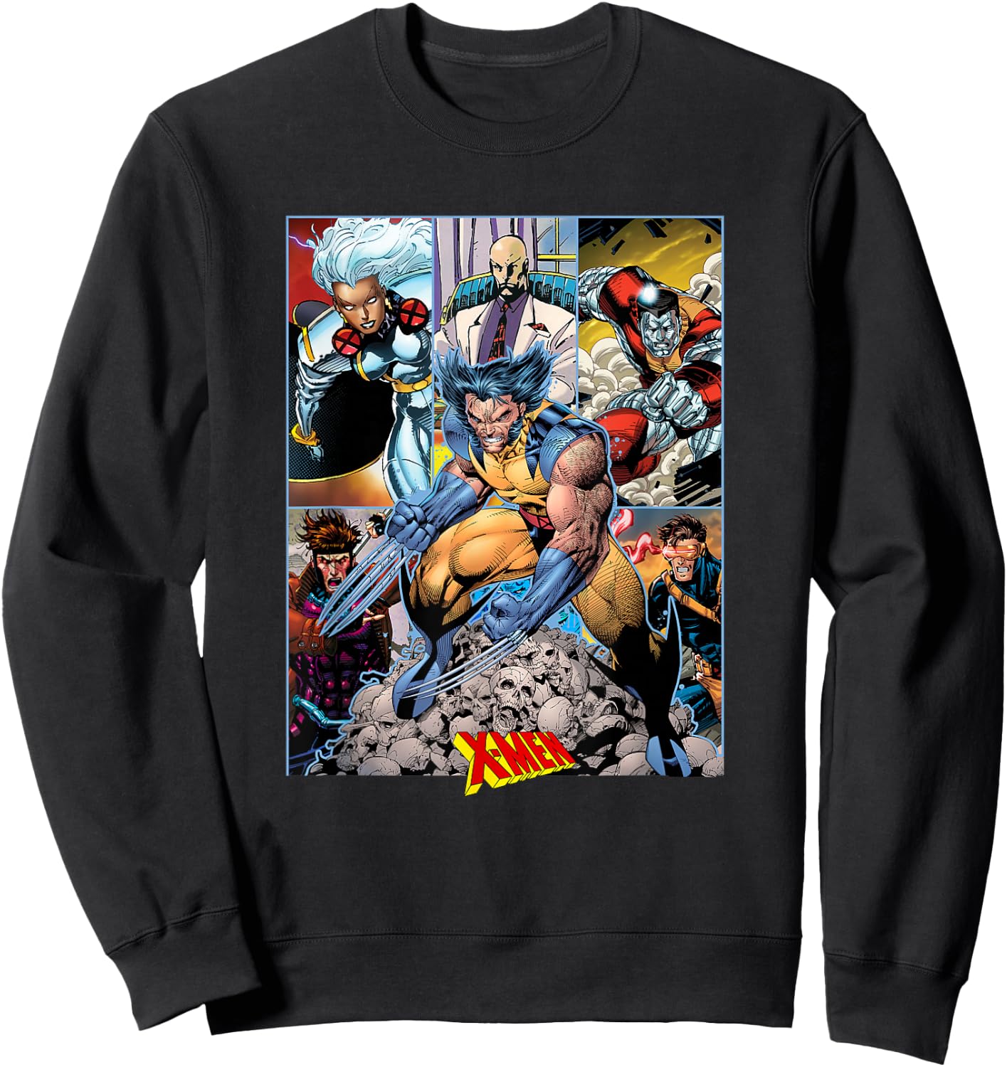 Marvel X-Men Wolverine Team Action Packed Comic Panels Sweatshirt - Sweatshirt | Black