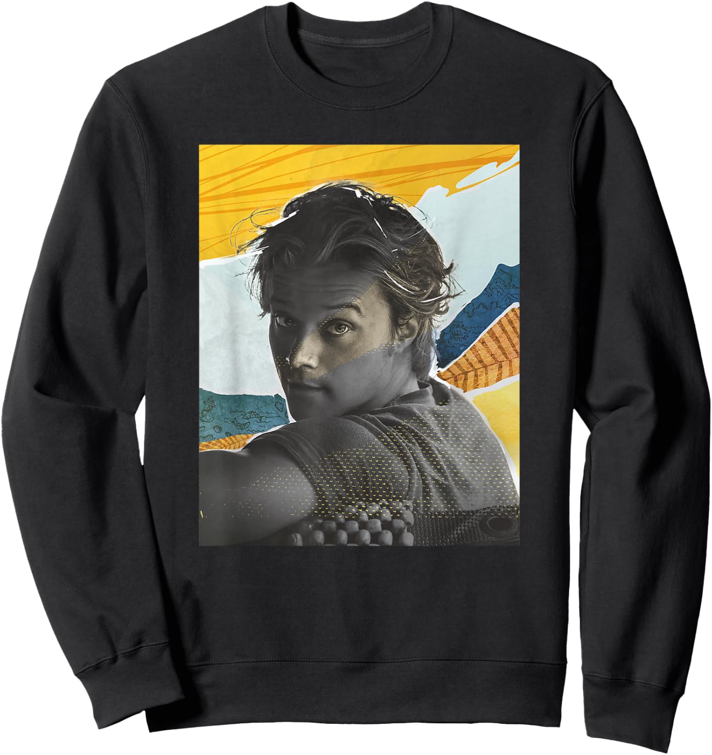 Outer Banks Season 3 JJ Maybank Mixed Media Collage Portrait Sweatshirt - Sweatshirt | Black