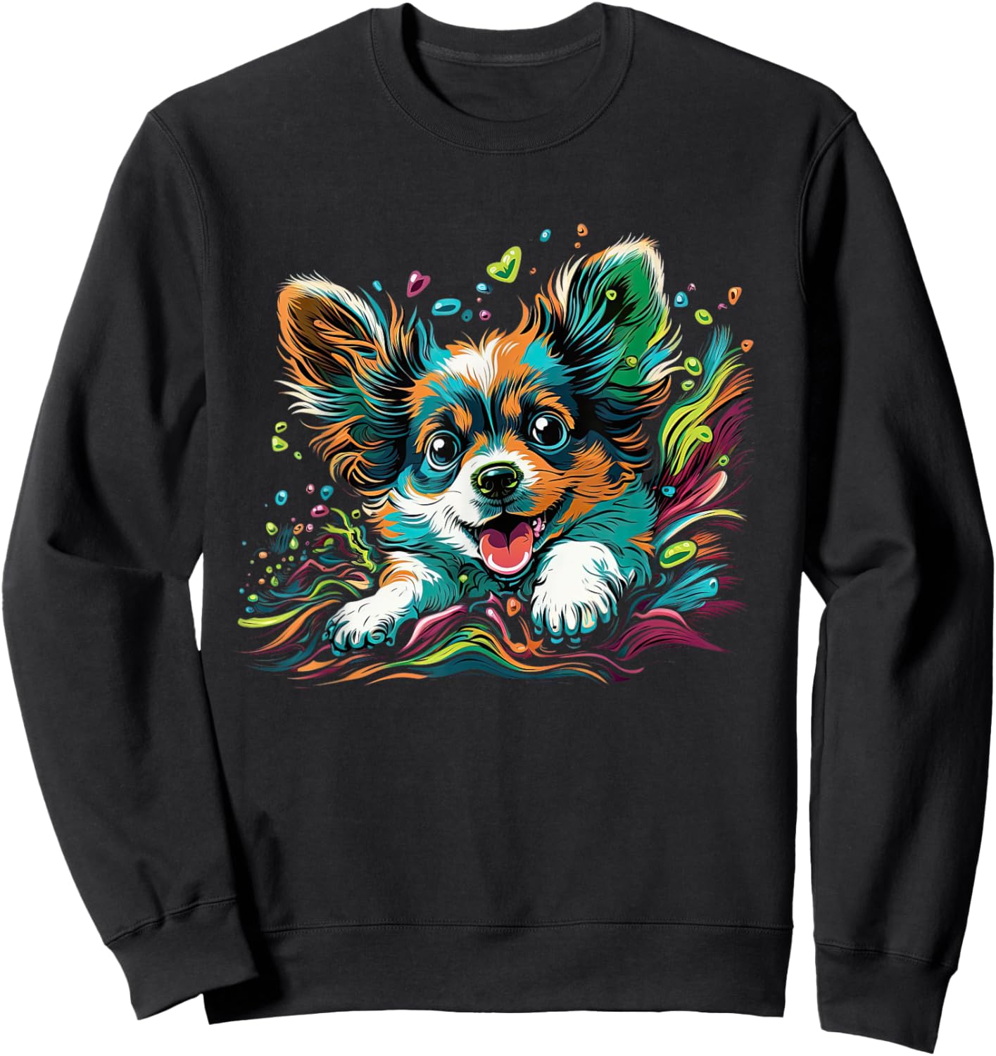 Papillon Dog Owner the cartoon of a Papillon dog Women Girls Kids Sweatshirt - Sweatshirt | Black