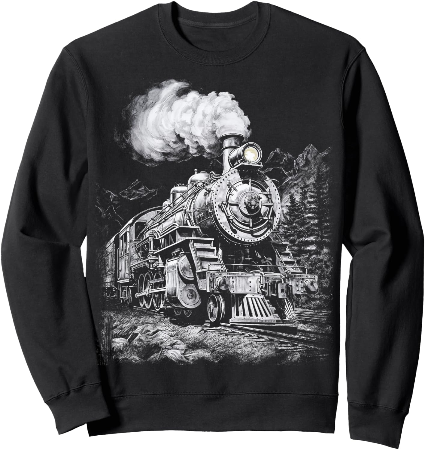 Steam Engine Train Steam Train Locomotive Vintage Train Sweatshirt - Sweatshirt | Black