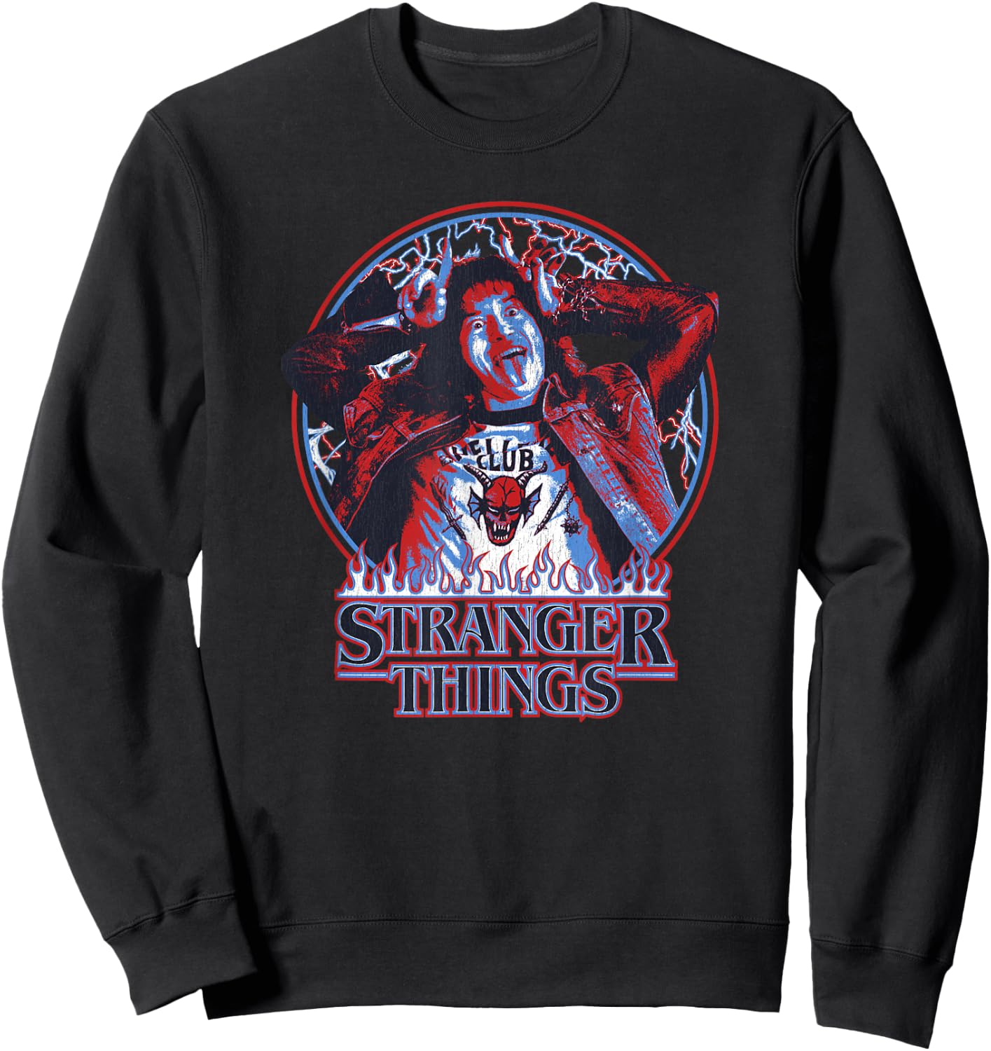Stranger Things Eddie Munson American Colors Logo Sweatshirt - Sweatshirt | Black