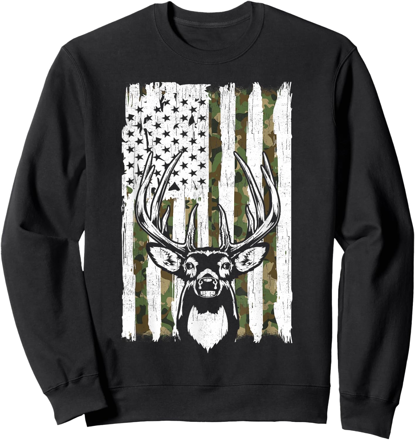American Flag Deer Hunting Gift Dad Hunter from Son Daughter Sweatshirt - Sweatshirt | Black