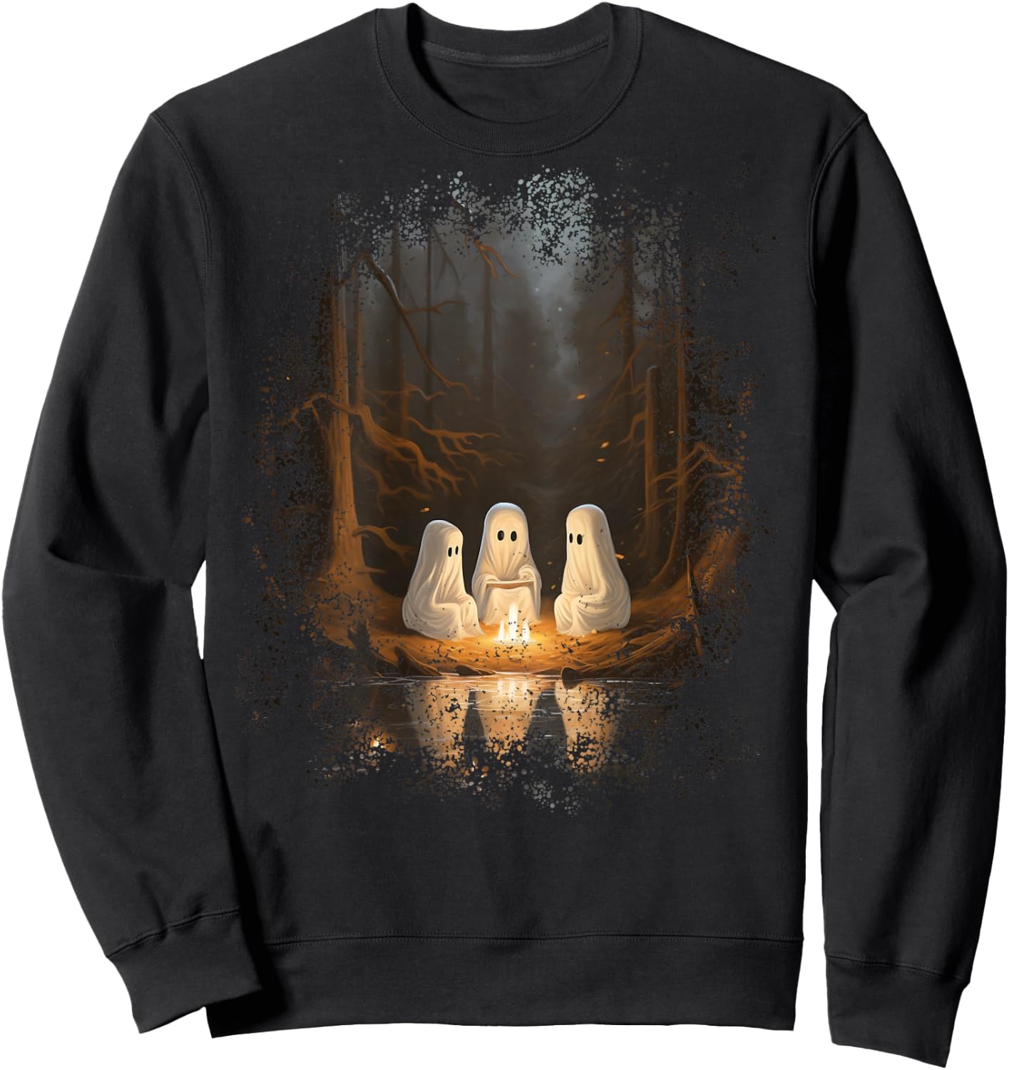 Vintage Ghost Campfire Camping Gothic Halloween Sweatshirt - Sweatshirt | Black