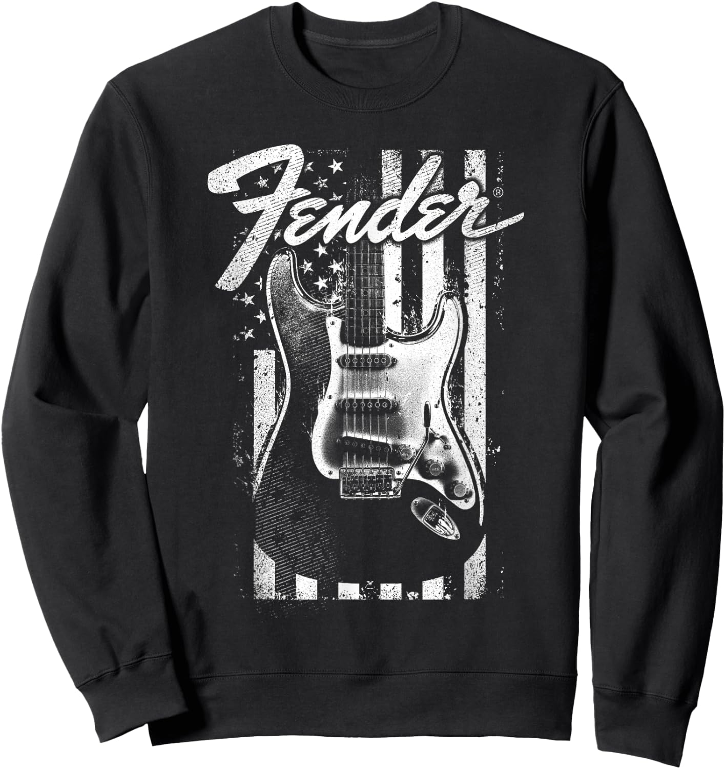 Fender Guitar American Flag Backdrop Sweatshirt - Sweatshirt | Black