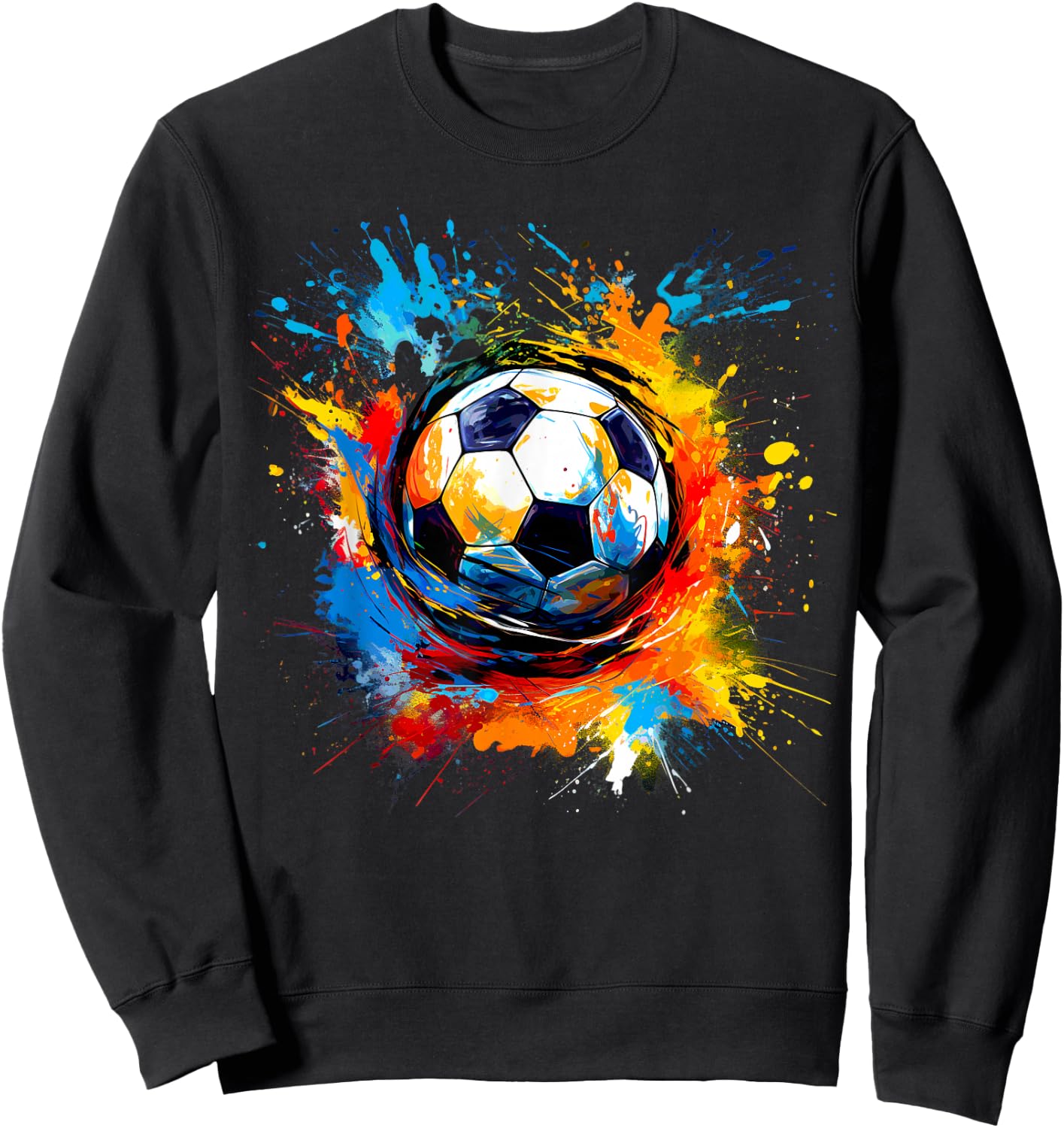 Soccer Ball With Paint Splash Sweatshirt - Sweatshirt | Black