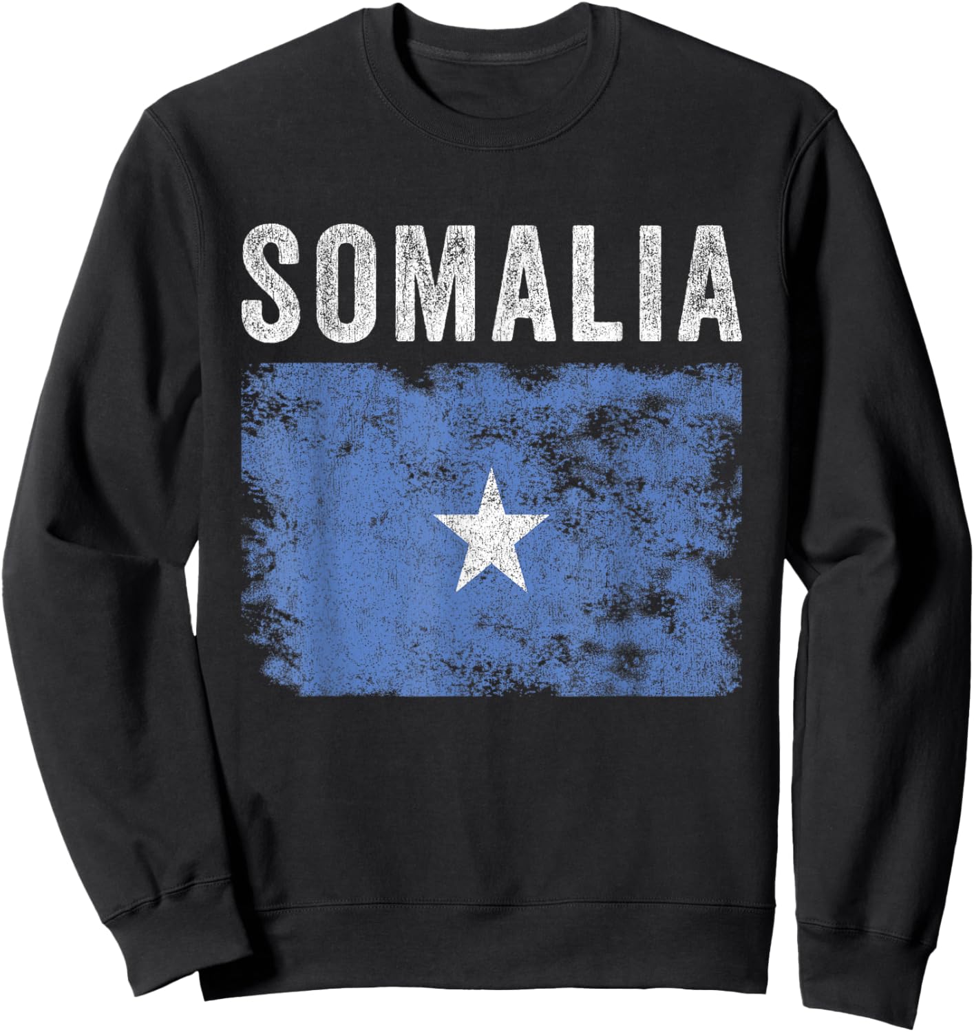 Somalia Flag Distressed - Men Women Kids - Somali Flag Sweatshirt - Sweatshirt | Black