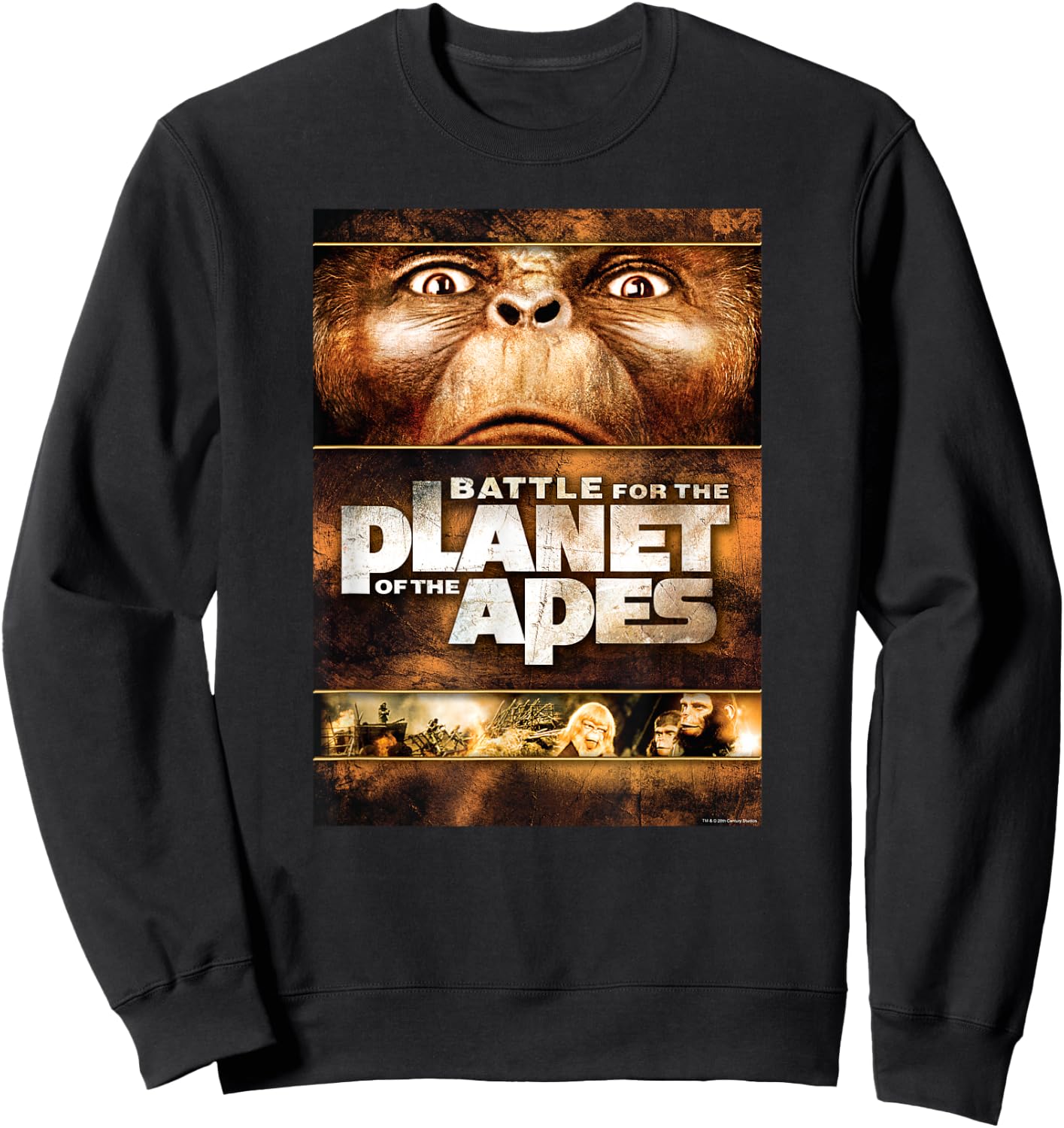Battle for the Planet of the Apes 1973 Caesar Movie Poster Sweatshirt - Sweatshirt | Black