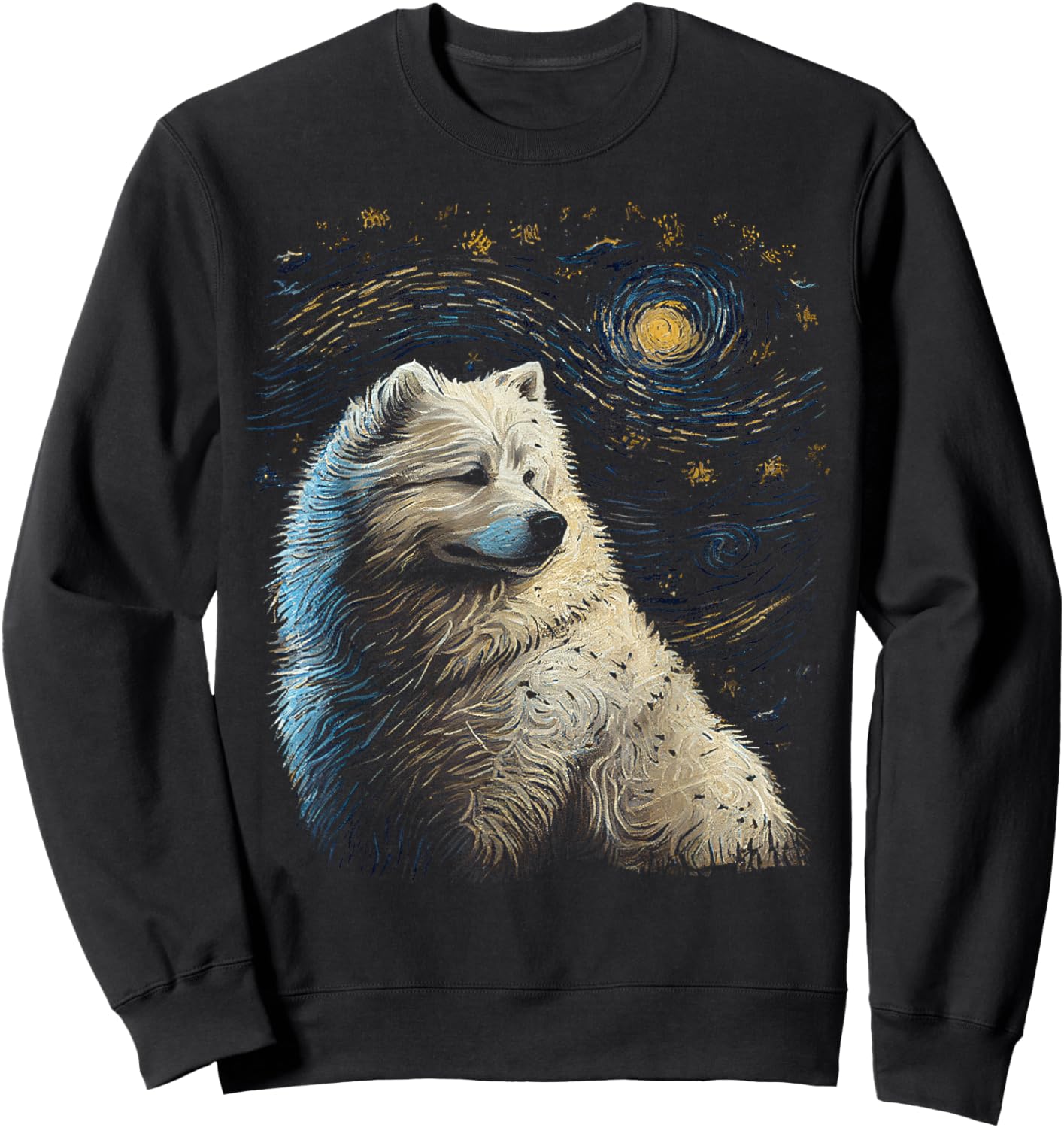Samoyed Dog Starry Night Dogs Lover Gifts Graphic Sweatshirt - Sweatshirt | Black