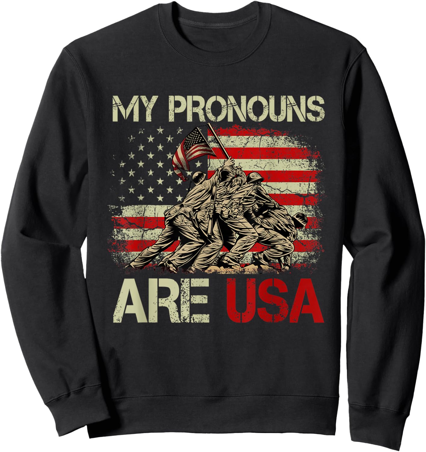 My Pronouns Are Usa 4th Of July American Flag Tie Dye Men Sweatshirt - Sweatshirt | Black