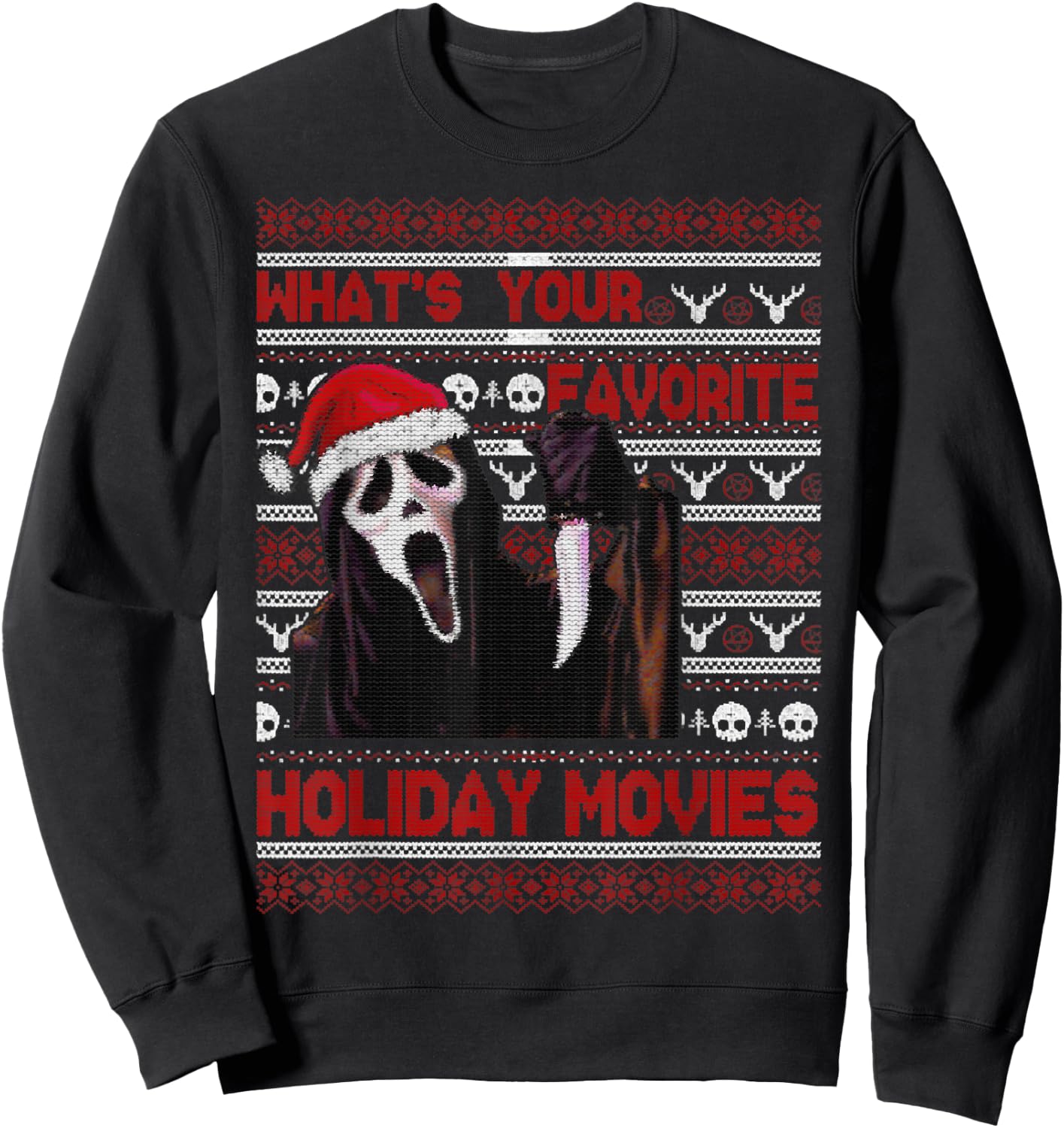 What's Your Favorite Holiday Movies, Grim Reaper Christmas Sweatshirt - Sweatshirt | Black