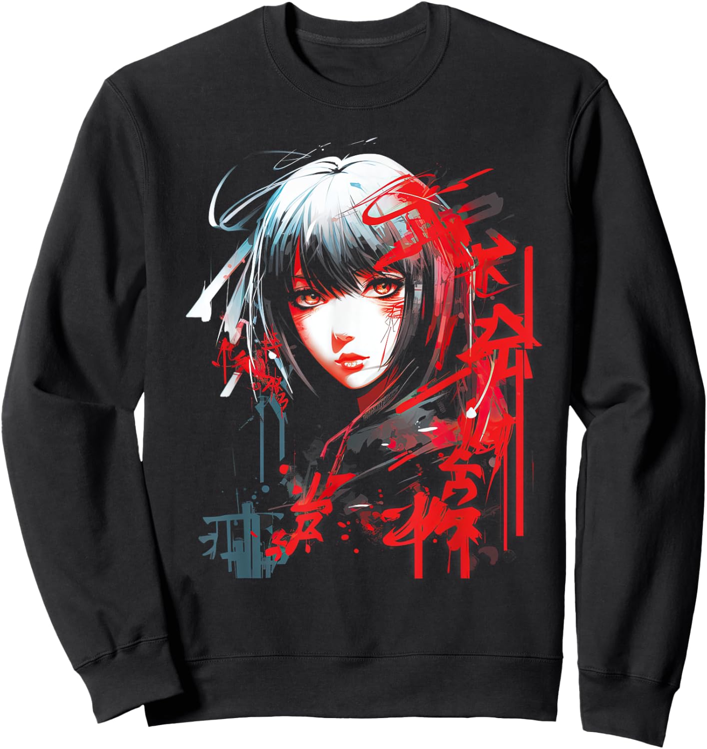 Anime Goth Girl Aesthetic Dark Pastel Edgy Manga Sweatshirt - Sweatshirt | Black