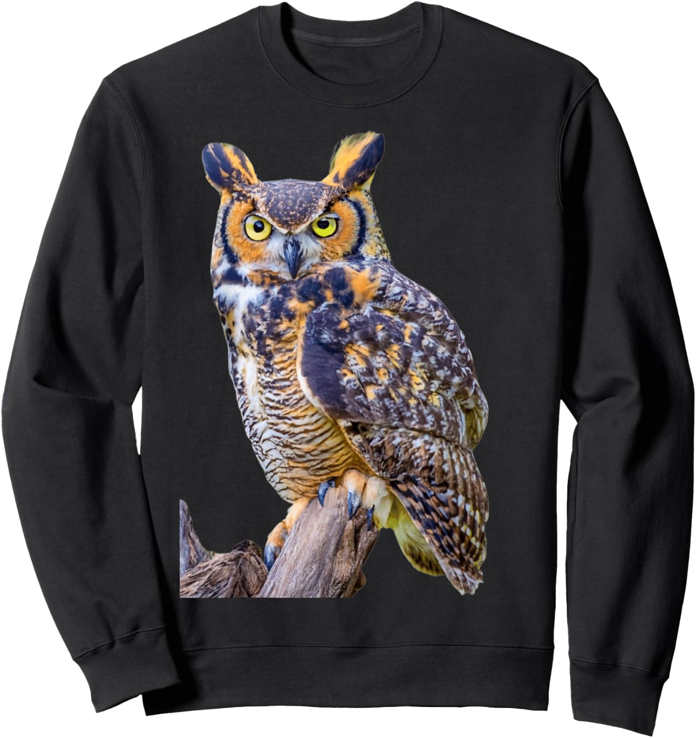 Great Horned Owl Sweatshirt - Sweatshirt | Black