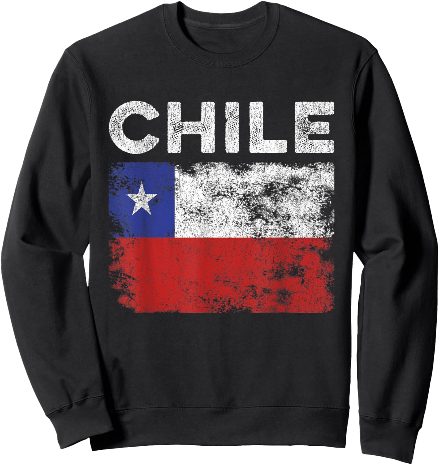 Chile Flag Distressed - Men Women Kids - Chilean Flag Sweatshirt - Sweatshirt | Black