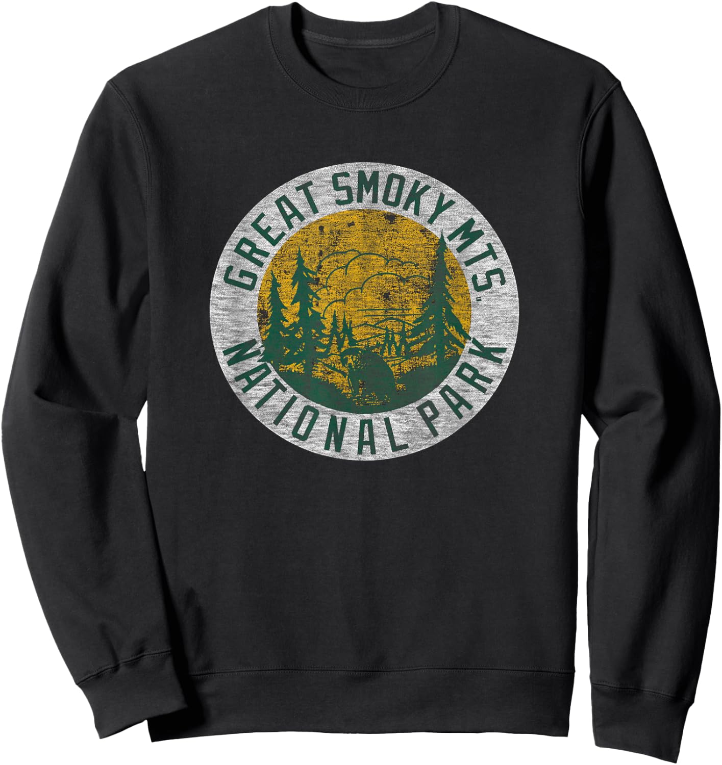 Great Smoky Mountains National Park Vintage Pine Trees Sweatshirt - Sweatshirt | Black
