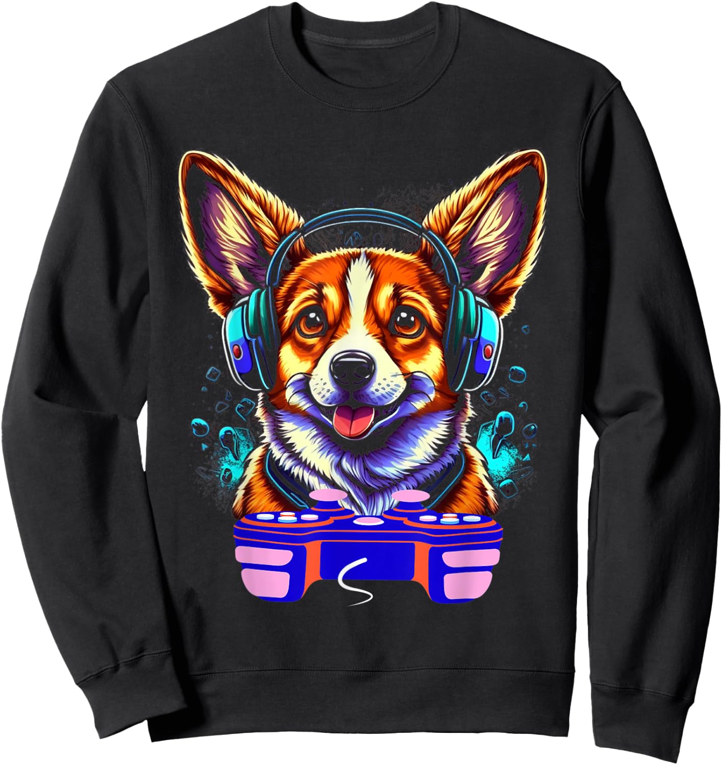 Gaming Corgi Pembroke Dog Player Video Gamer Lover Men Kids Sweatshirt - Sweatshirt | Black