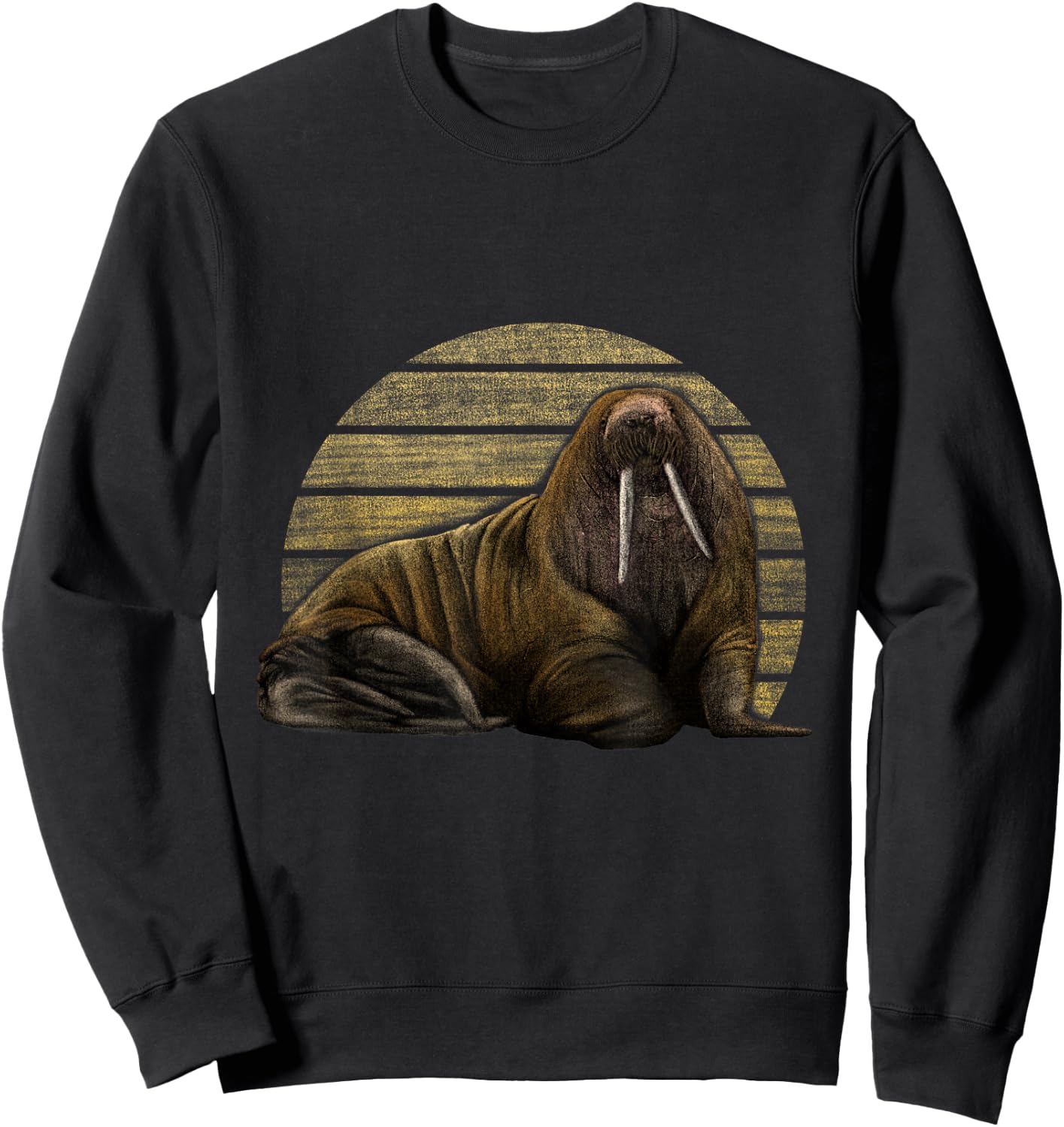 Walrus Drawing - Realistic Sea Lion Seals, Walrus Sweatshirt - Sweatshirt | Black