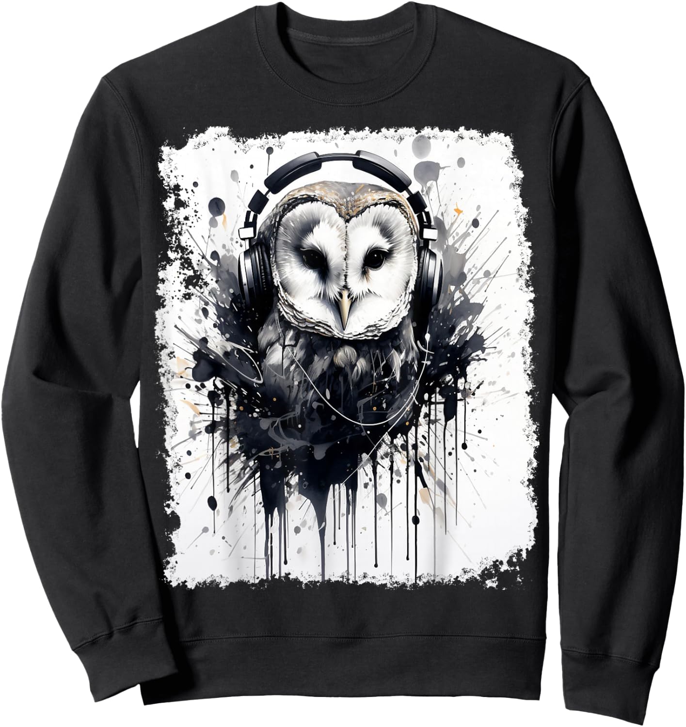 Ink Art Barn Owl Music Sweatshirt - Sweatshirt | Black