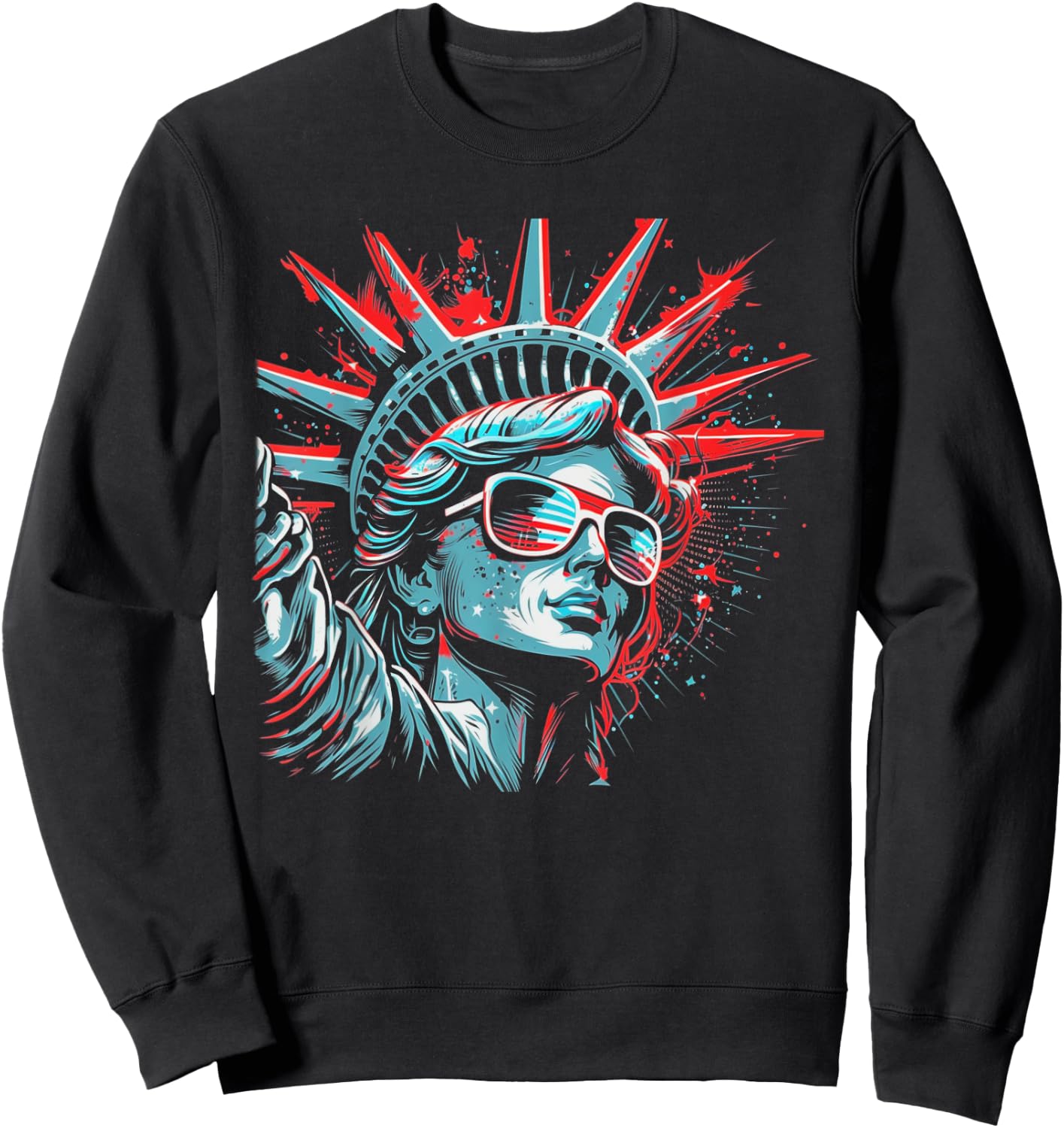 Statue Of Liberty 4th of July American Flag USA Funny Sweatshirt - Sweatshirt | Black