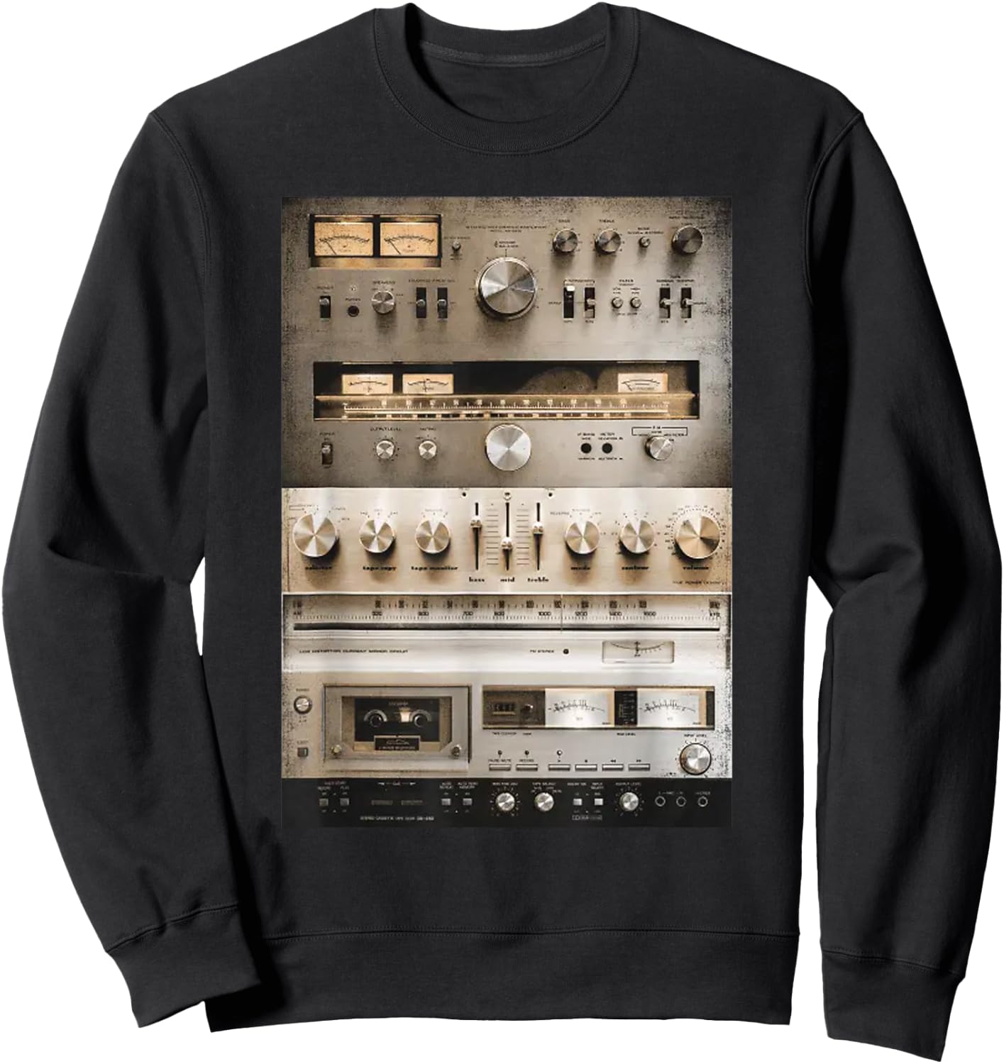 Setup Vintage Audio HiFi Sound System Mixed Media Collage Sweatshirt - Sweatshirt | Black