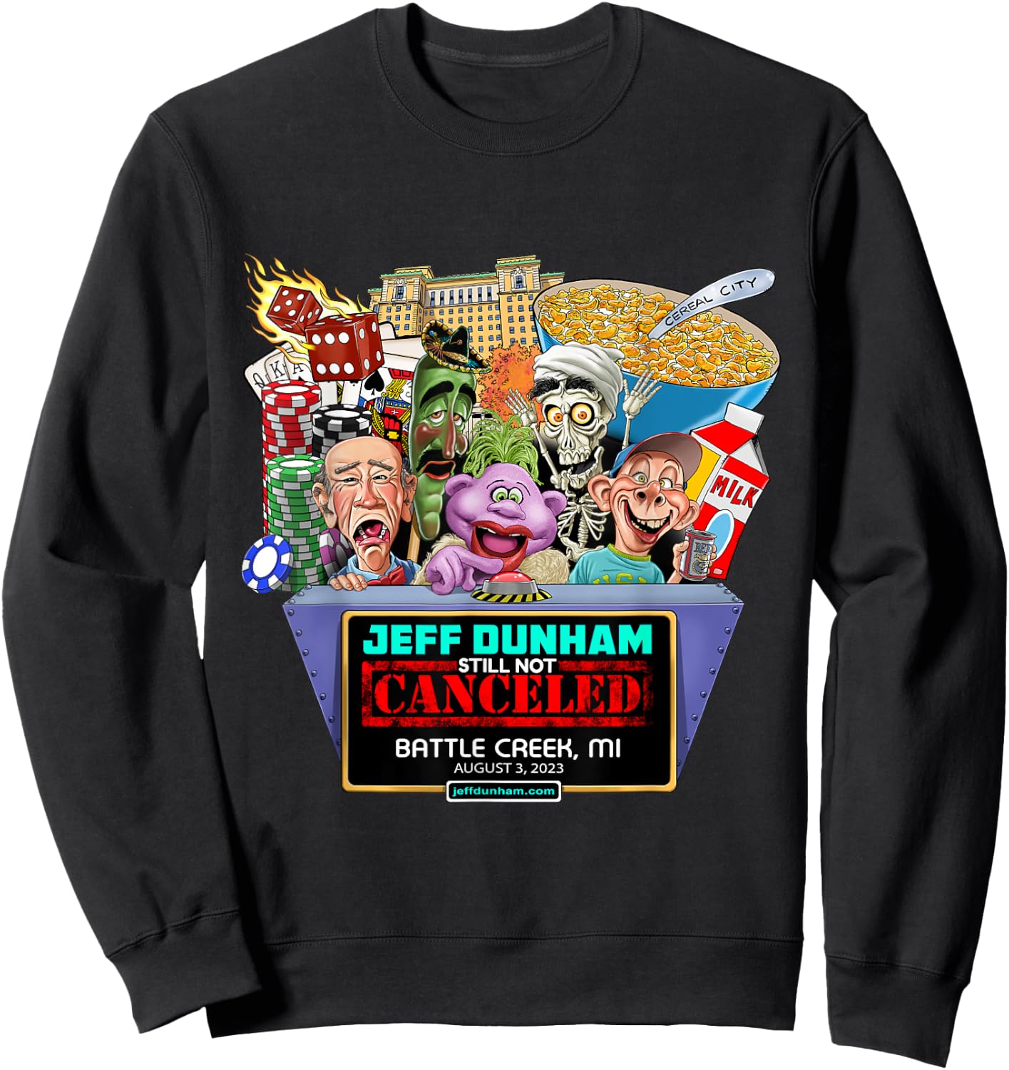 Jeff Dunham Battle Creek, MI (2023) Sweatshirt - Sweatshirt | Black