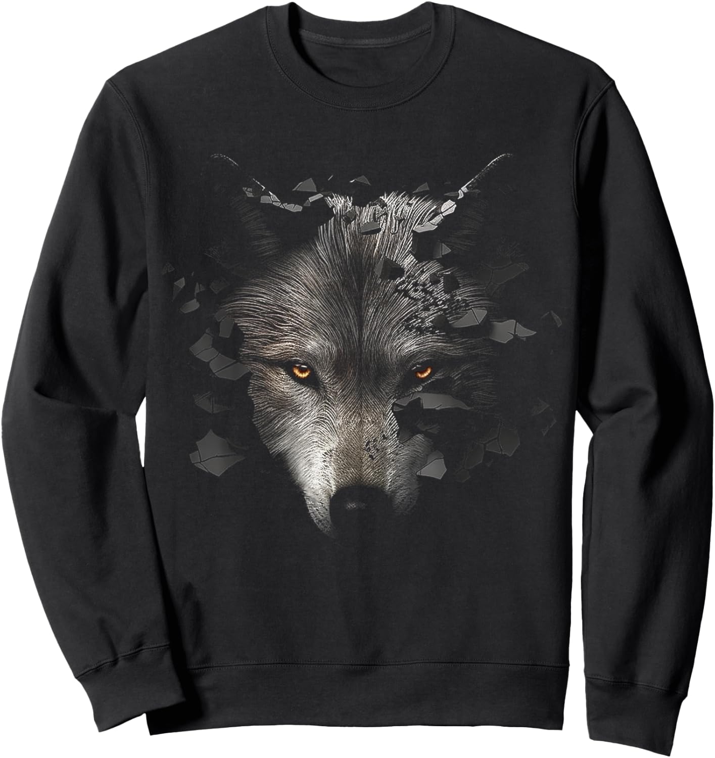 Wolf Lover Fantasy Artwork | Animal Motif Wolf Sweatshirt - Sweatshirt | Black