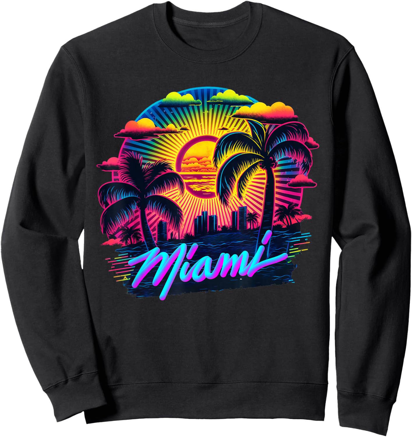 Miami Men Florida Vibrant Colorful Miami Souvenir Sweatshirt - Sweatshirt | Black