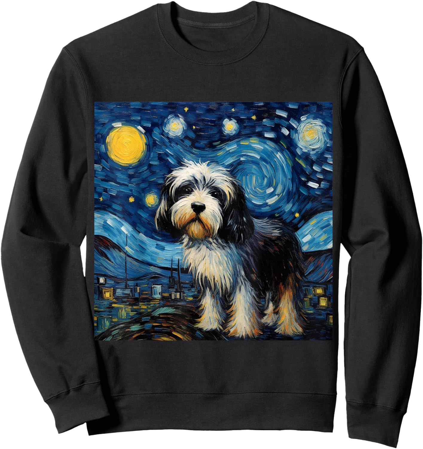 Tibetan Terrier Starry Night - Tibetan Terrier Sweatshirt - Sweatshirt | Black