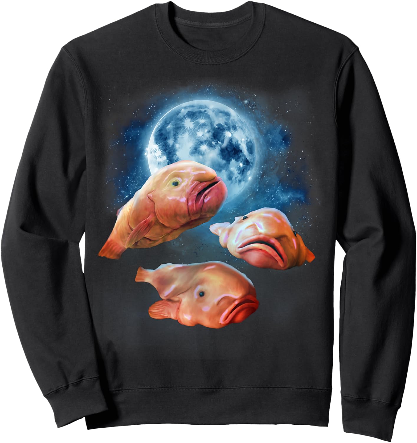 Funny Blobfish Shirt - Blobfish Howling at the Moon Sweatshirt - Sweatshirt | Black