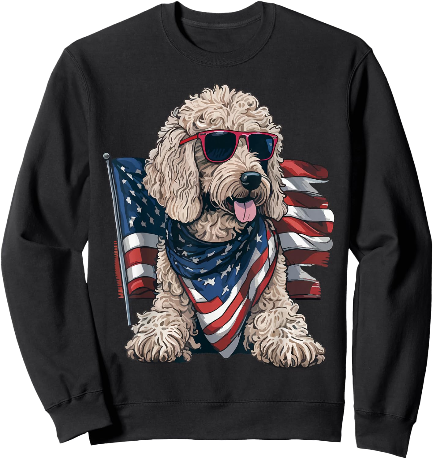 Goldendoodle 4th of july patriotic golden doodle dog Sweatshirt - Sweatshirt | Black