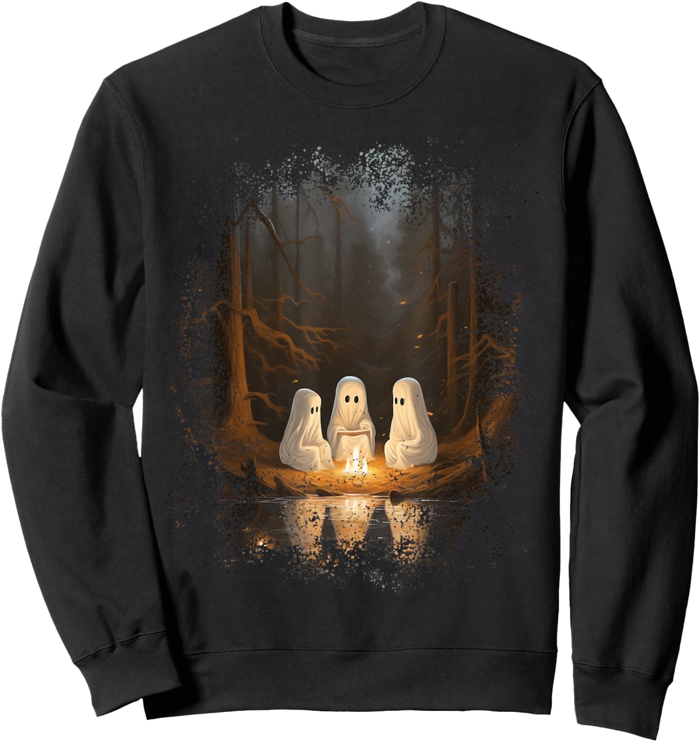 Vintage Ghost Campfire Camping Gothic Halloween Sweatshirt - Sweatshirt | Black