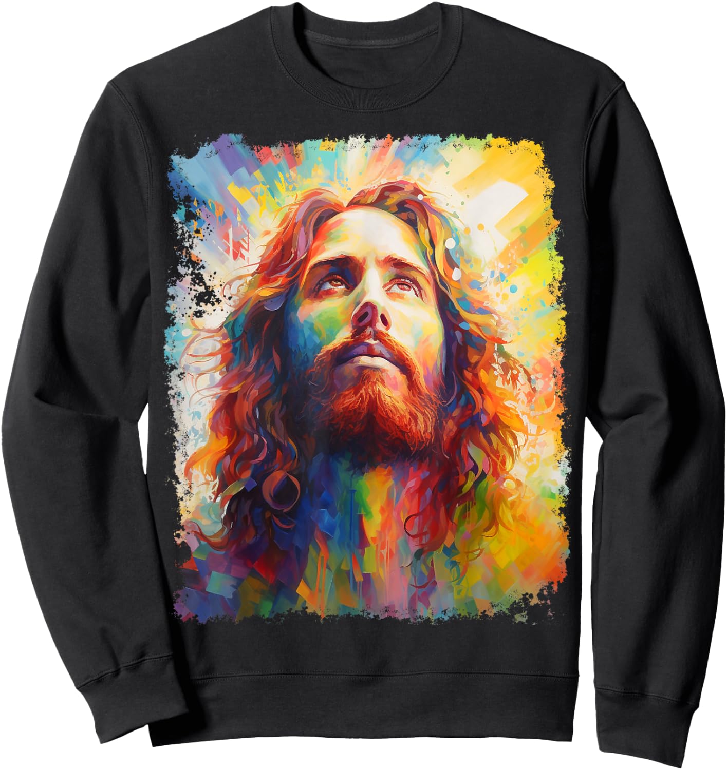 Jesus Christ Colorful Sweatshirt - Sweatshirt | Black