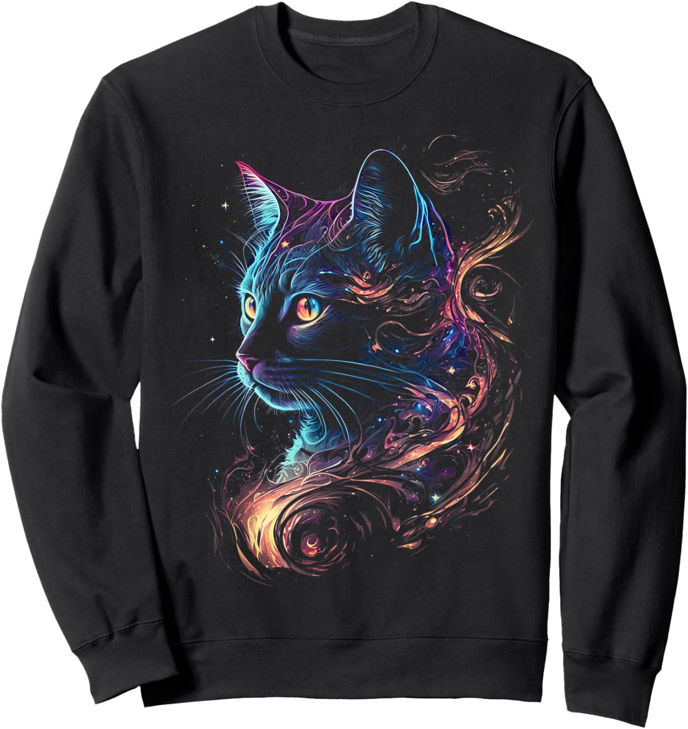 Cat in The Galaxy and Space Kitten Cat Head Sweatshirt - Sweatshirt | Black