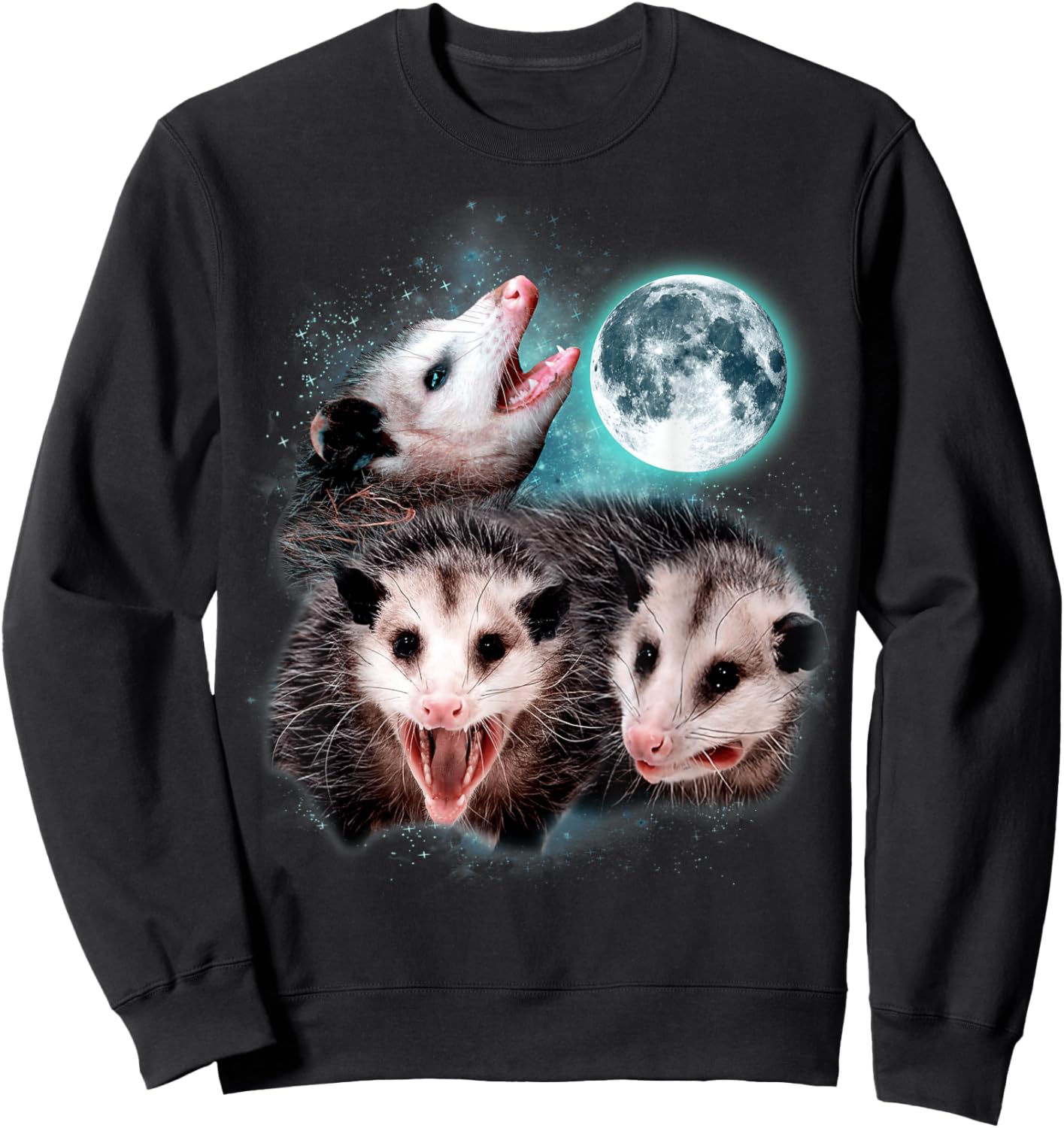 3 Opossum Moon Howling Opossum Head Funny , Women Sweatshirt - Sweatshirt | Black