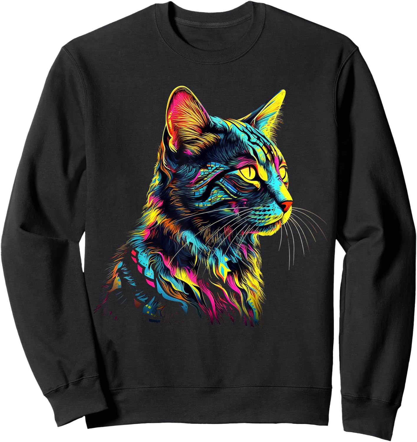 Colourful Art Cat Motif Animal Cat Men Women Kids Sweatshirt - Sweatshirt | Black