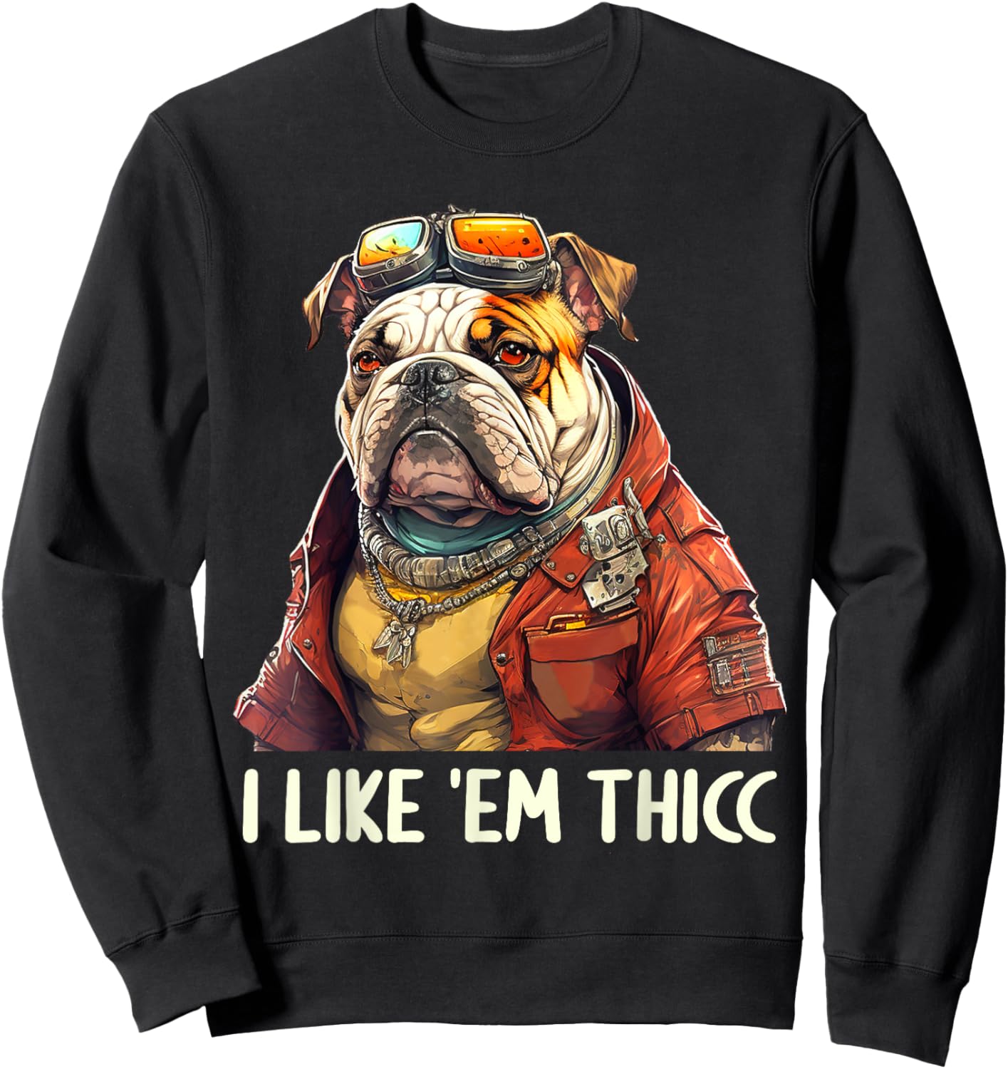I Like 'em Thicc Bulldog Lovers Funny English Bulldog Men Women Sweatshirt - Sweatshirt | Black