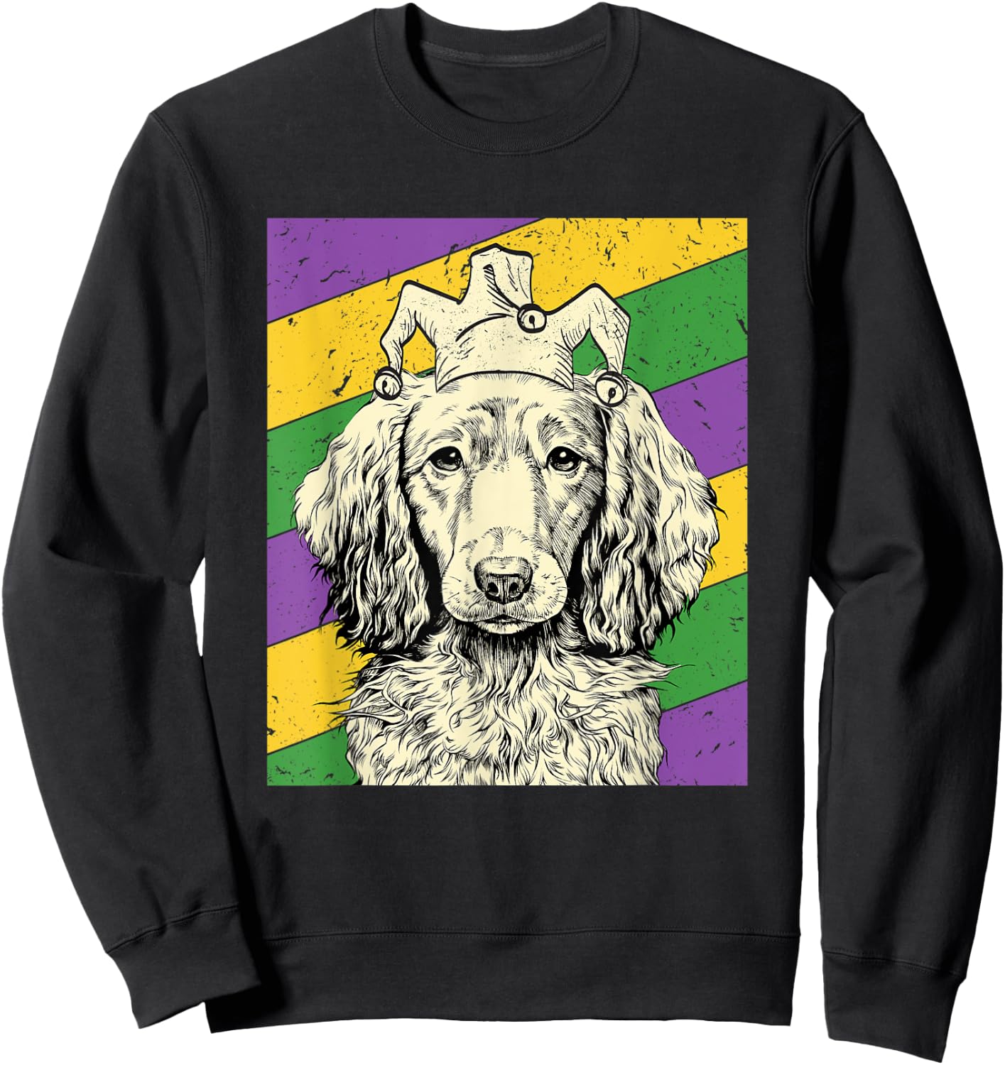 Dachshund Jester Funny Mardi Gras Doxie Dog Mom or Dad Sweatshirt - Sweatshirt | Black