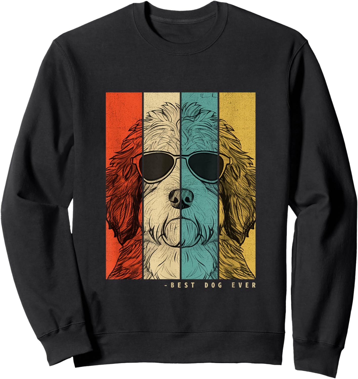 Vintage Saint Berdoodle Dog Mother Dad Children Men Women Sweatshirt - Sweatshirt | Black