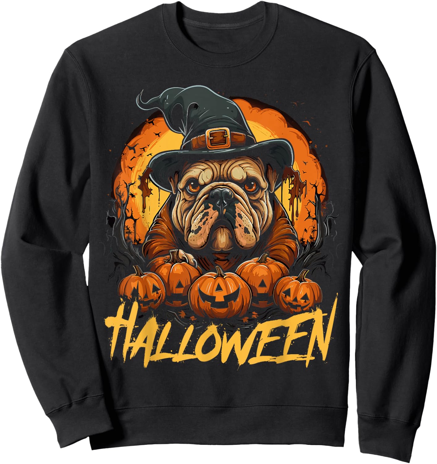 Cute Halloween English Bulldog Lover Childrens Sweatshirt - Sweatshirt | Black