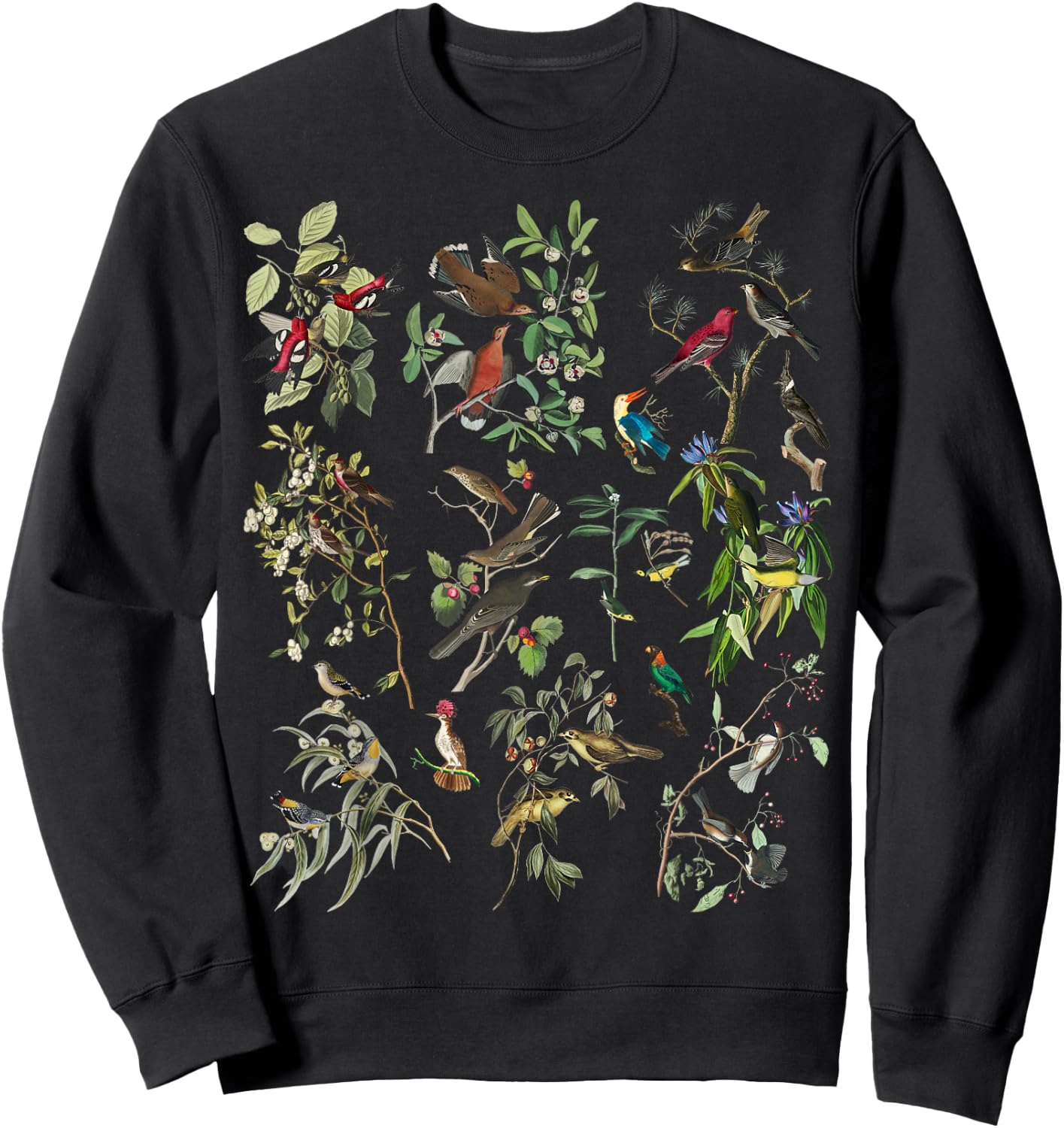 Bird Illustration Nature Birding Botanical Vintage Bird Art Sweatshirt - Sweatshirt | Black