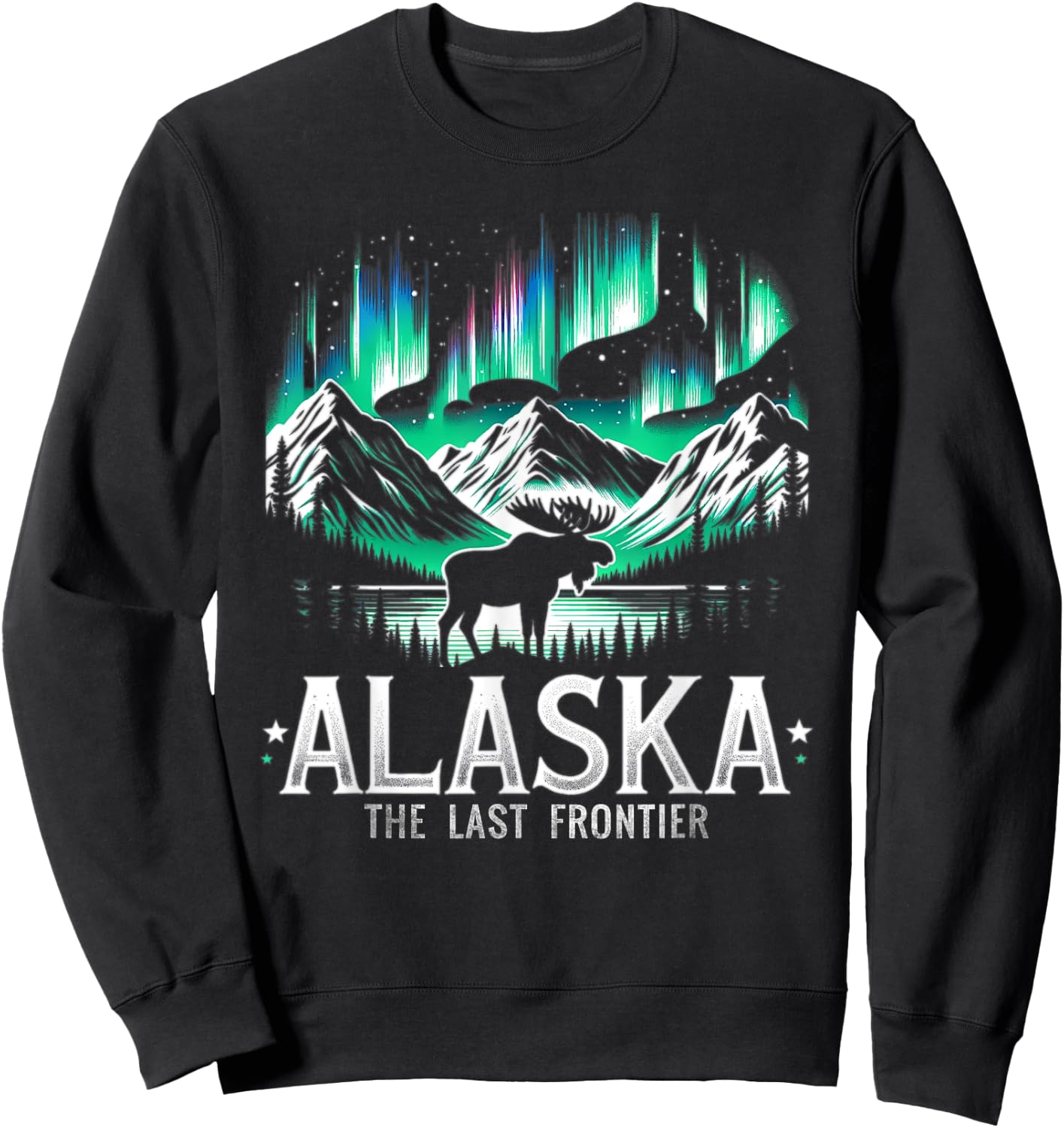 Alaska Day The Last Frontier Alaska Mountain Moose Souvenir Sweatshirt - Sweatshirt | Black
