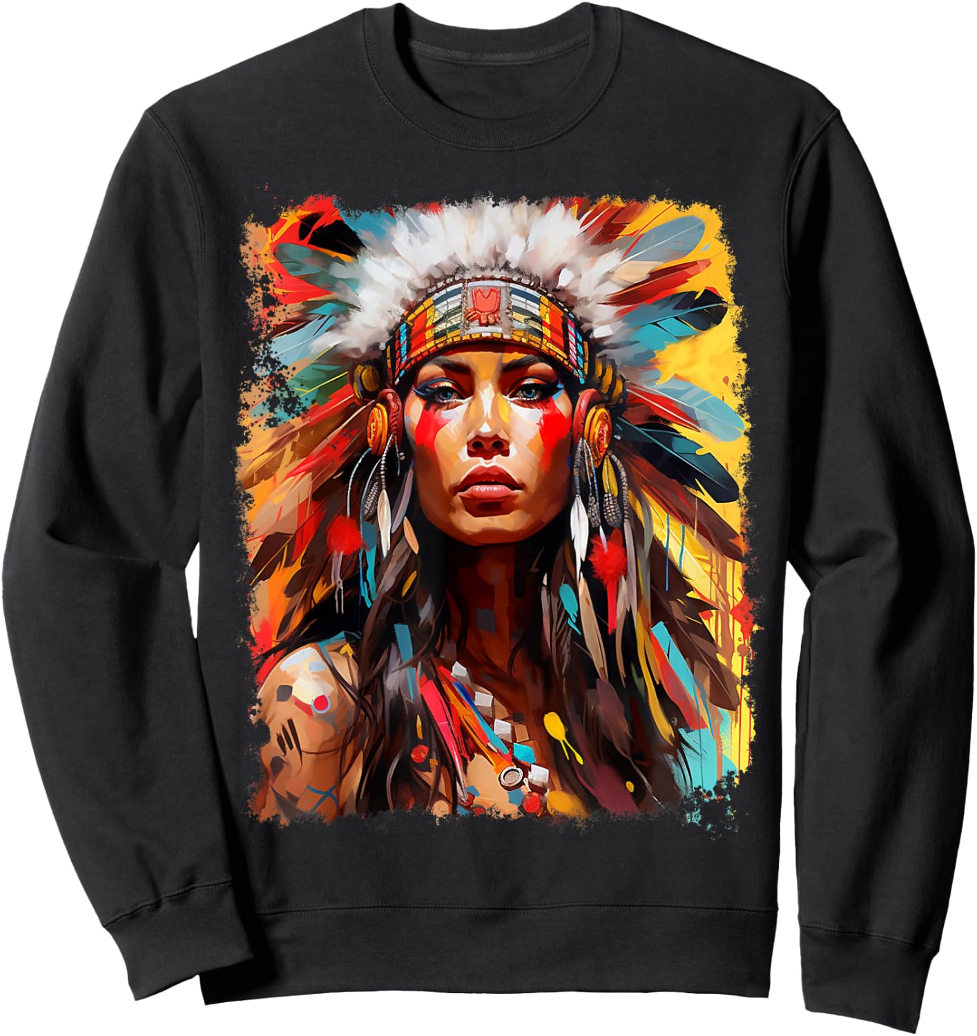 Native Indian Female Sweatshirt - Sweatshirt | Black