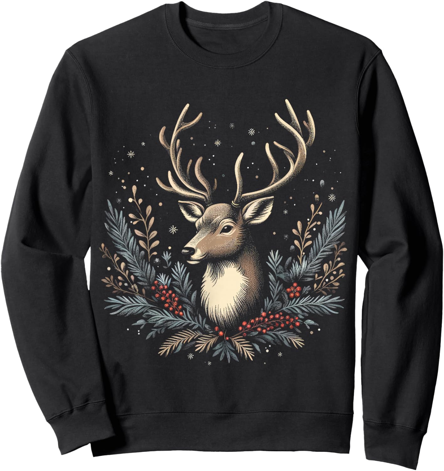 Christmas Reindeer Merry Christmas Xmas Morning Holiday Sweatshirt - Sweatshirt | Black