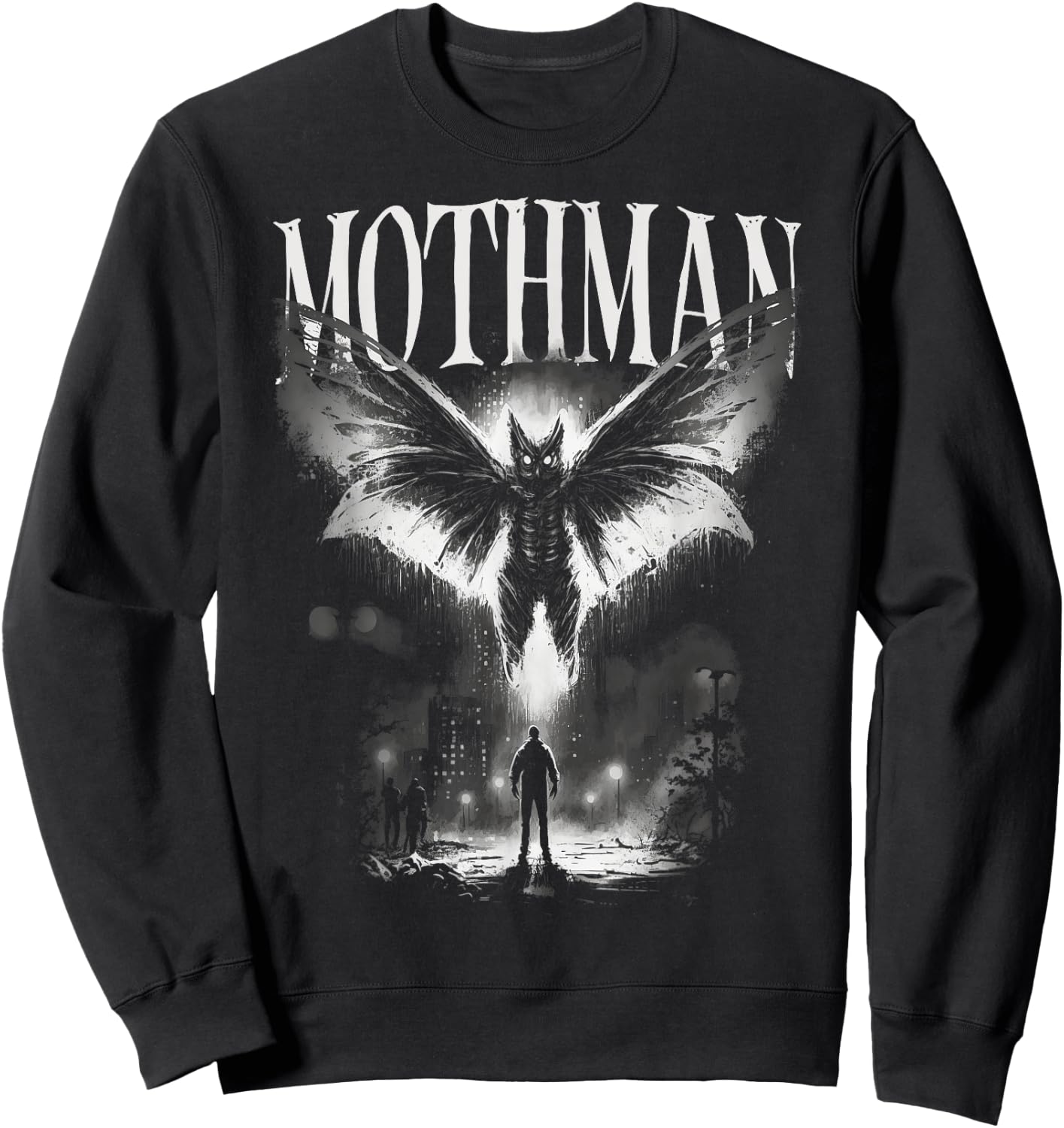 Mothman Cryptid Creature - Death From Above Graphic Sweatshirt - Sweatshirt | Black