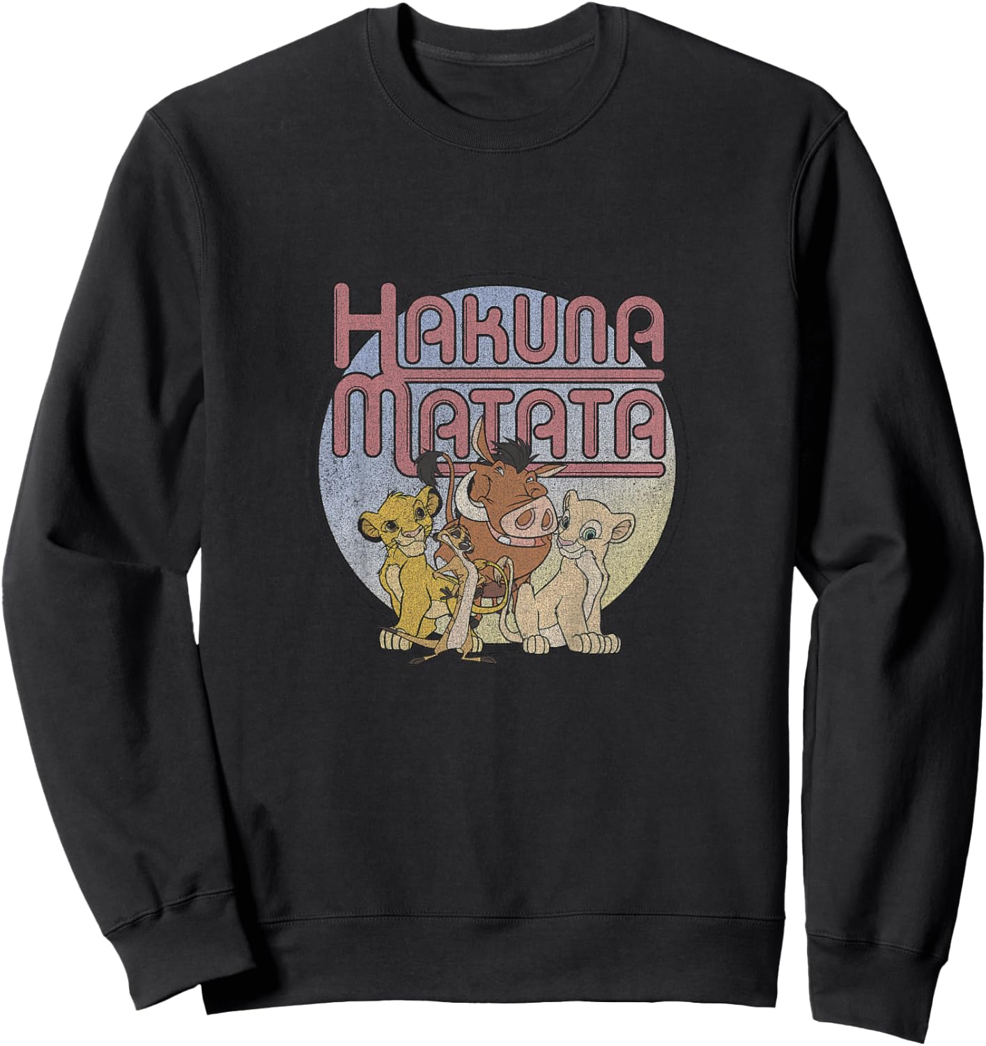 Kids Disney The Lion King Group Shot Hakuna Matata Retro Youth Sweatshirt - Sweatshirt | Black
